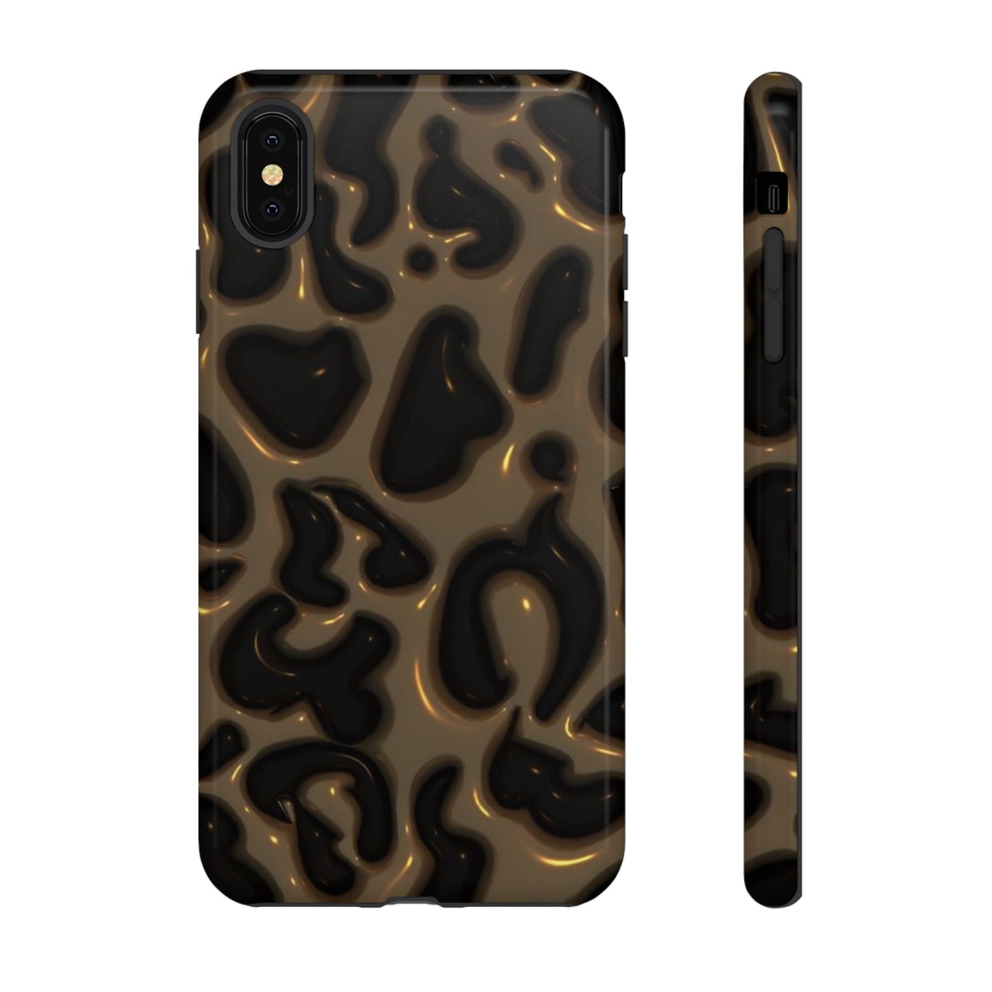 Leopard Gloss Tough Phone Case — Durable Protective iPhone Cover with Glossy Brown Animal Print