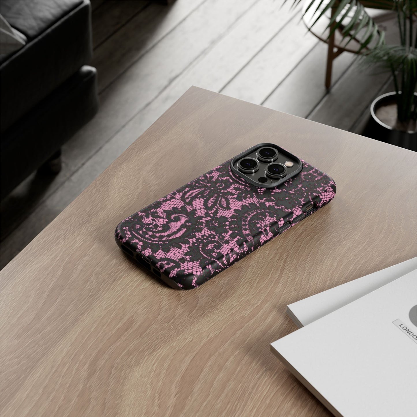 Phone Case — Pink Lace Floral Tough Protective Case