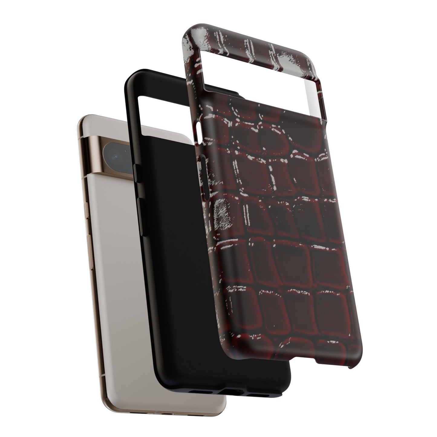 Croc Embossed Burgundy Tough Phone Case