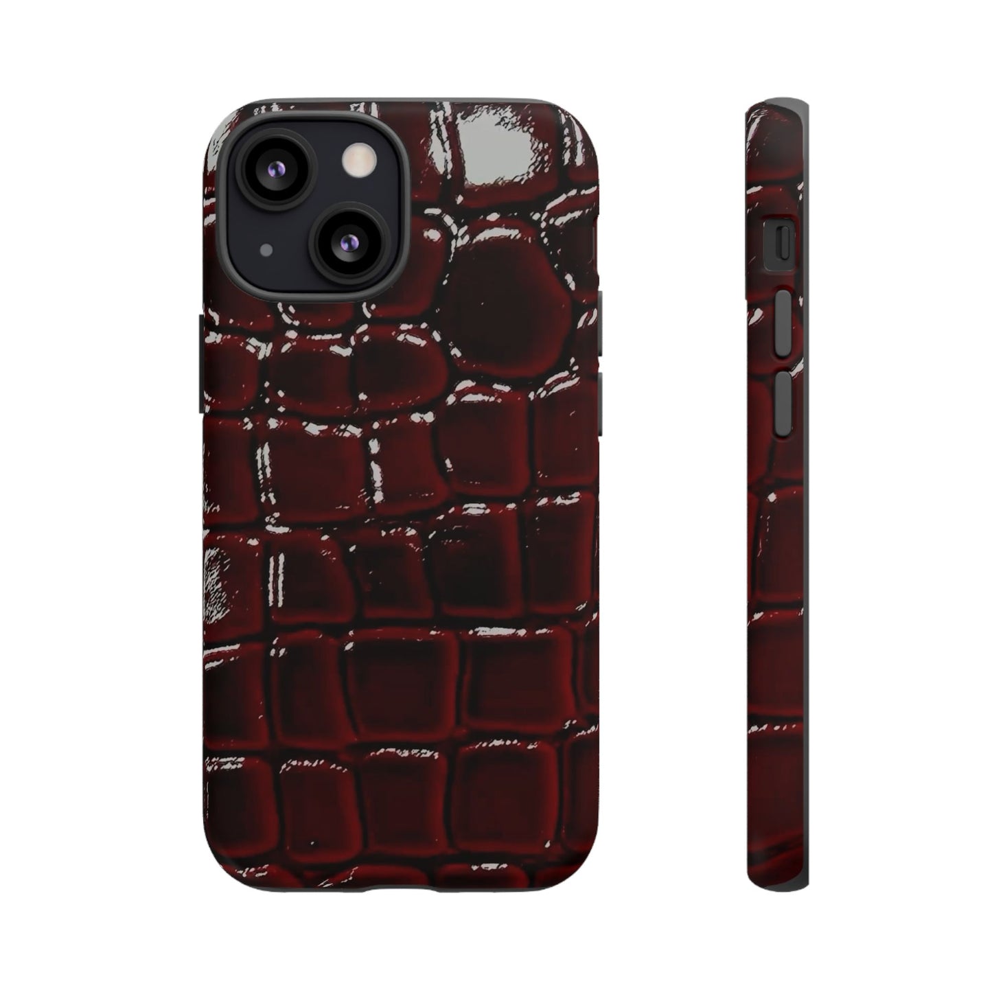 Croc Embossed Burgundy Tough Phone Case
