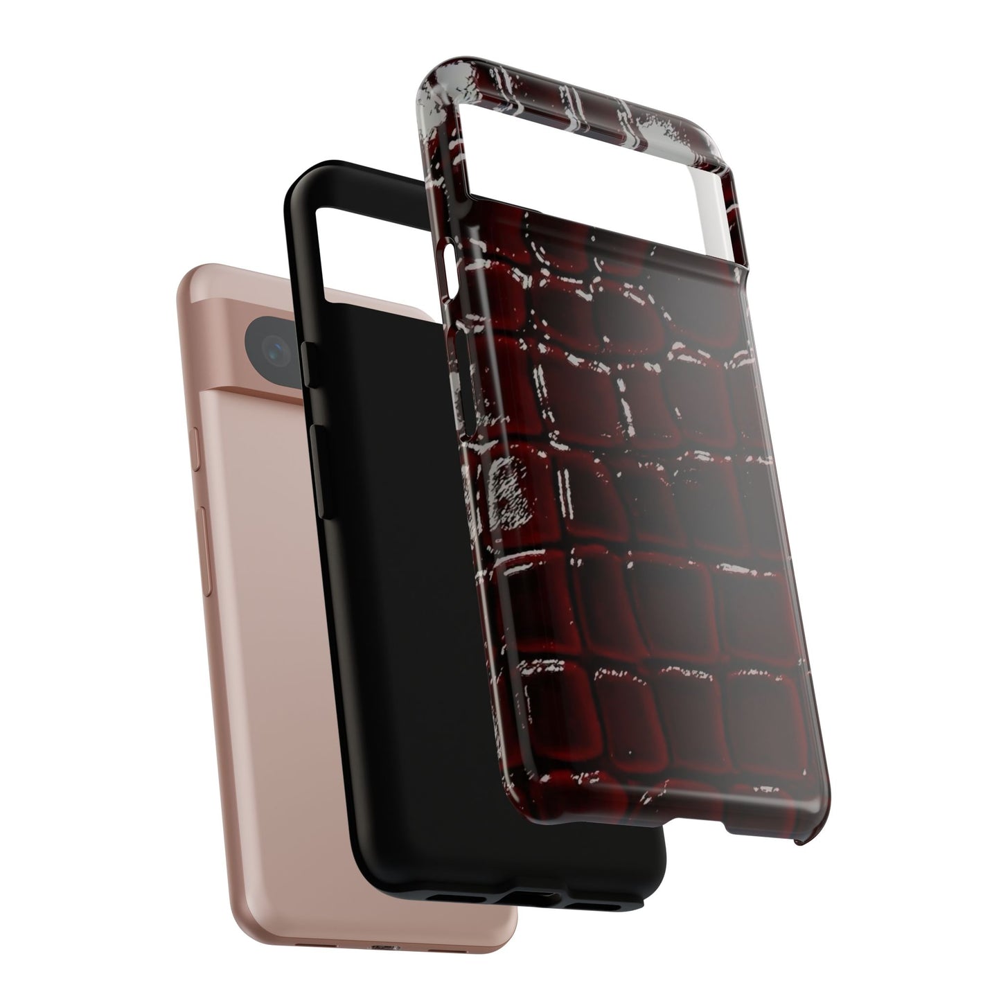 Croc Embossed Burgundy Tough Phone Case