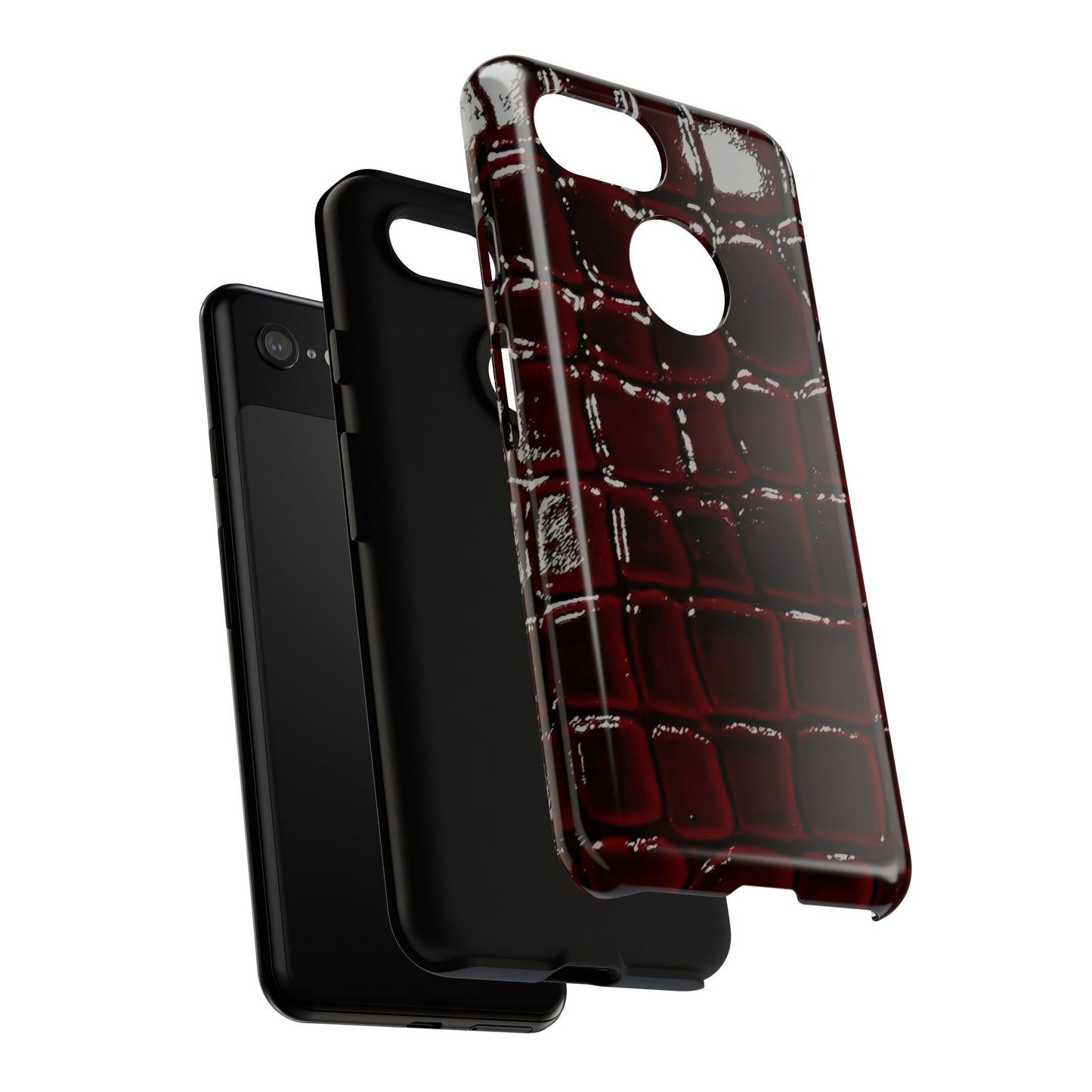 Croc Embossed Burgundy Tough Phone Case