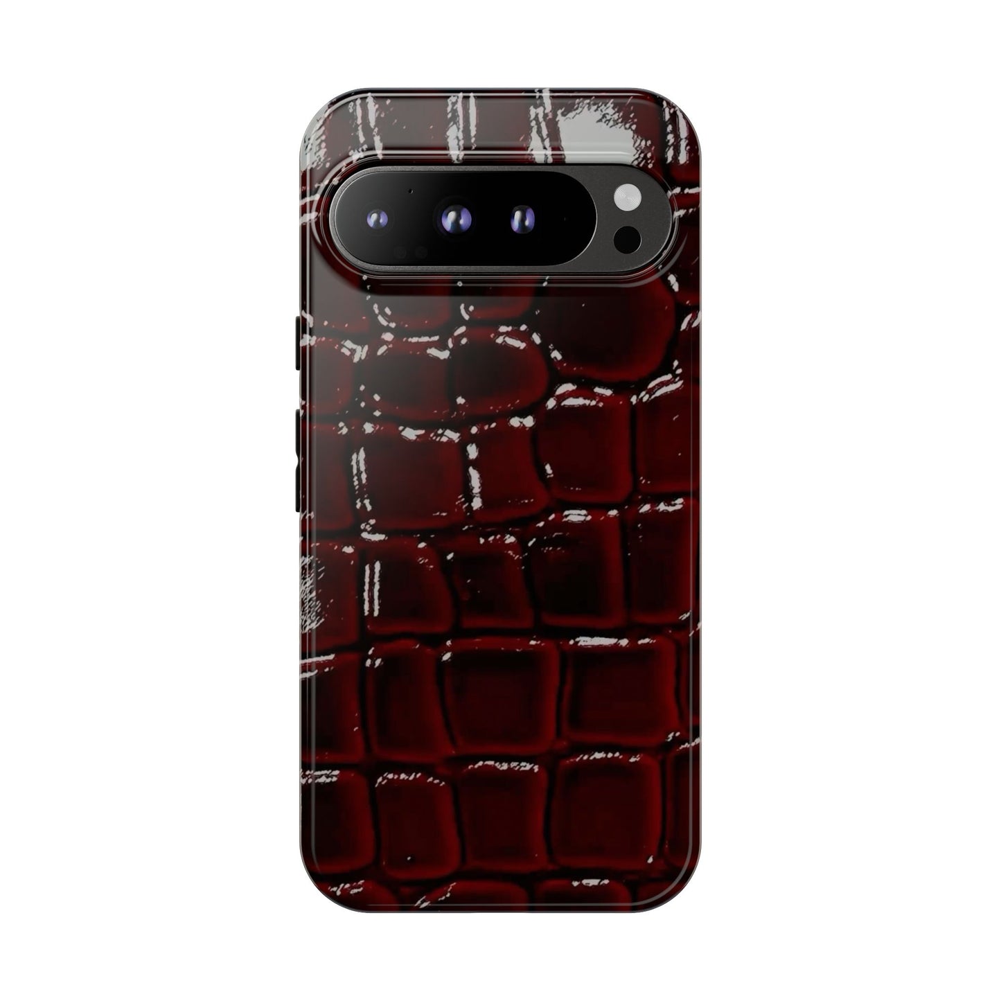 Croc Embossed Burgundy Tough Phone Case