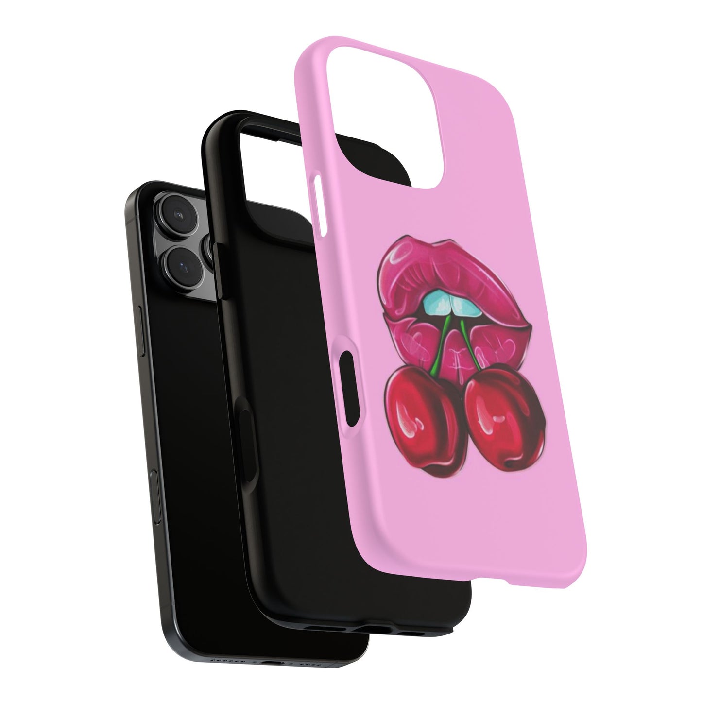 Stylish Phone Case with Cherry Kiss Design, Cute Gift for Her, Trendy Mobile Accessory, Perfect for Birthdays, Valentine's Day, Everyday Use