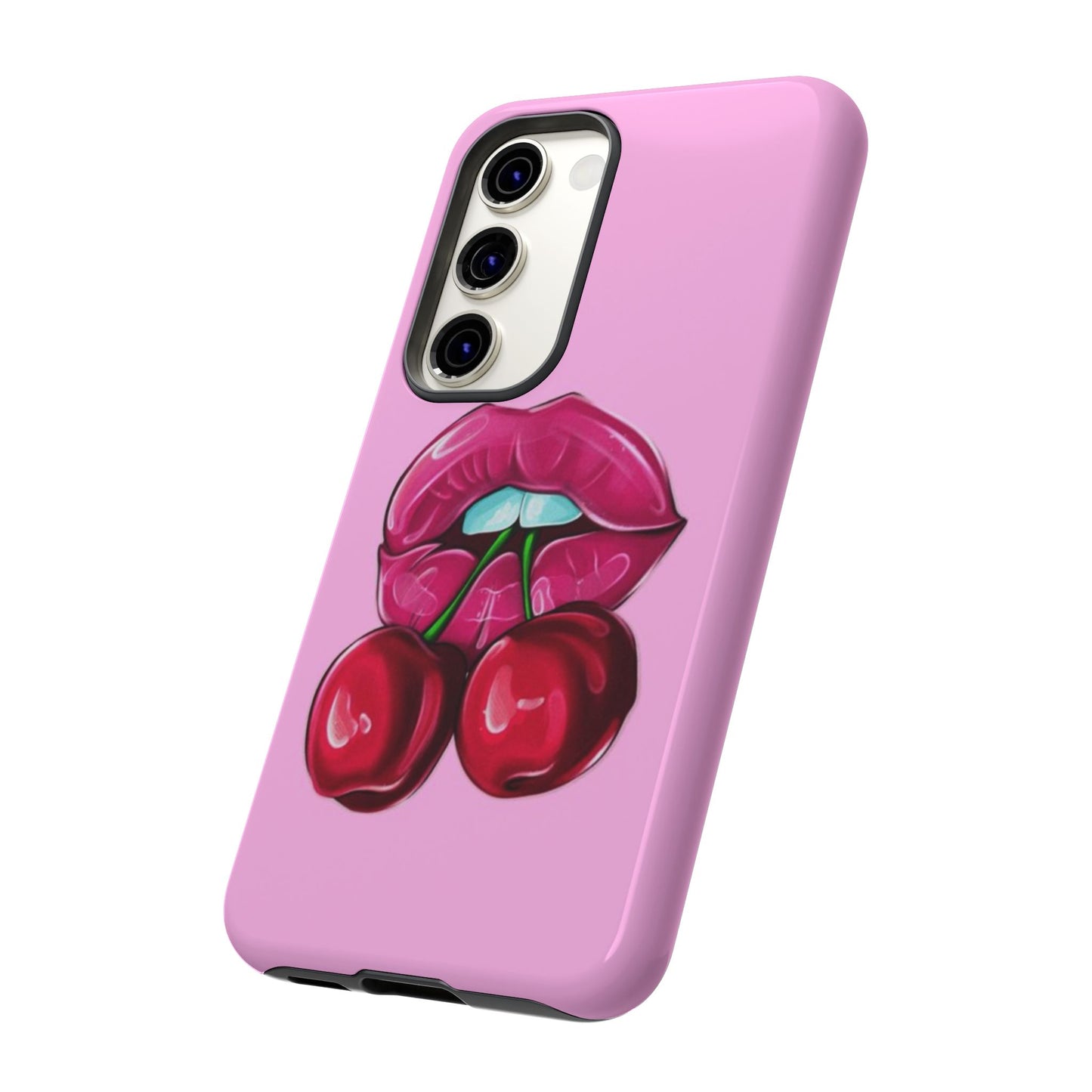 Stylish Phone Case with Cherry Kiss Design, Cute Gift for Her, Trendy Mobile Accessory, Perfect for Birthdays, Valentine's Day, Everyday Use