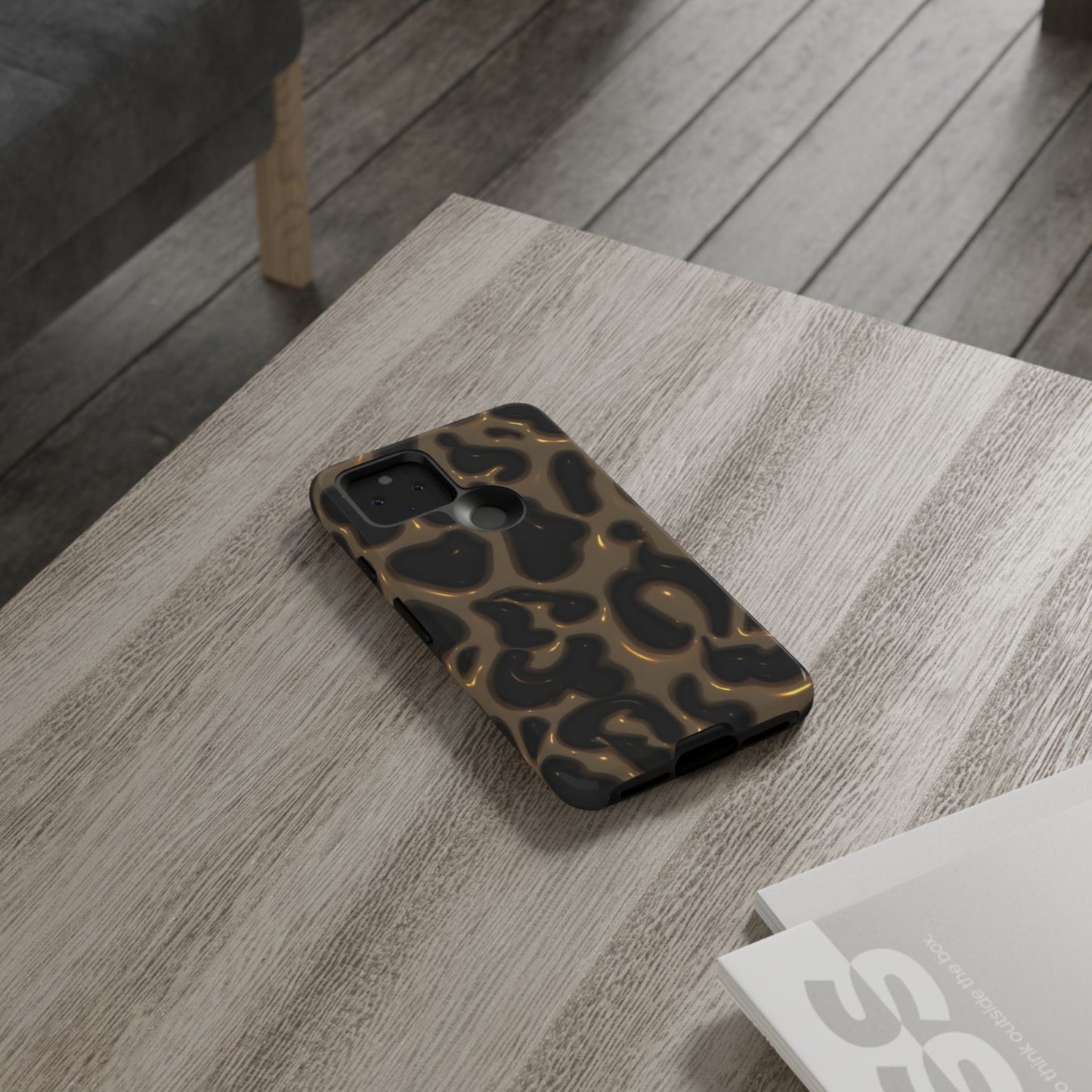 Leopard Gloss Tough Phone Case — Durable Protective iPhone Cover with Glossy Brown Animal Print