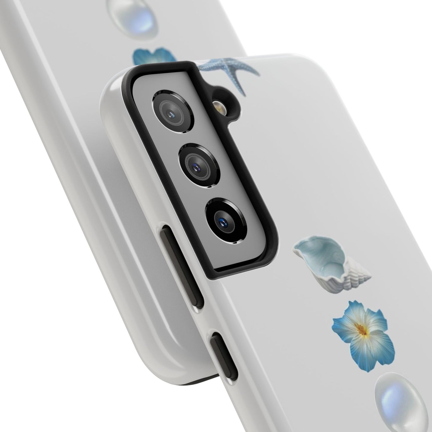 Ocean-Inspired Tough Phone Cases - Coastal Design with Shells and Pearls