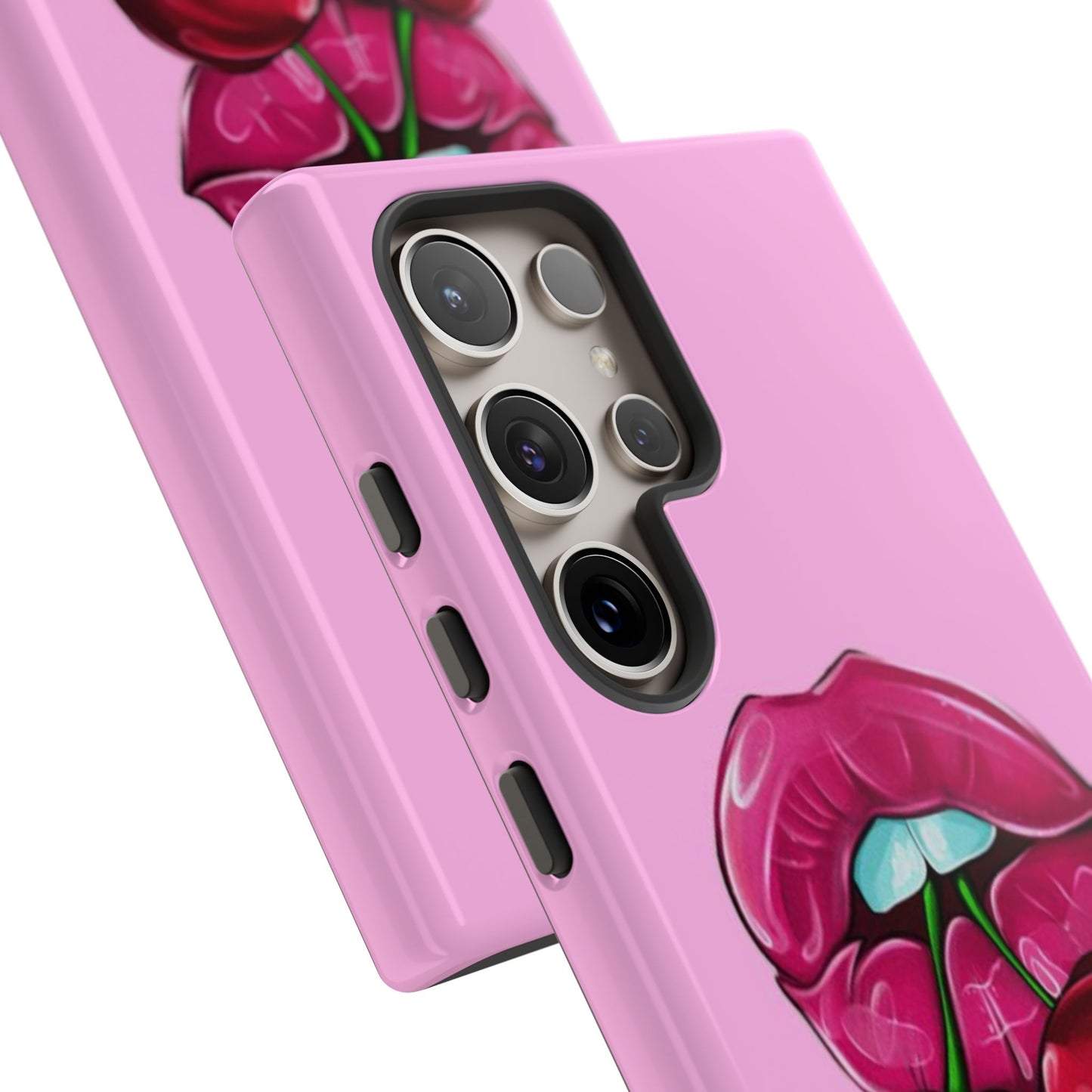 Stylish Phone Case with Cherry Kiss Design, Cute Gift for Her, Trendy Mobile Accessory, Perfect for Birthdays, Valentine's Day, Everyday Use