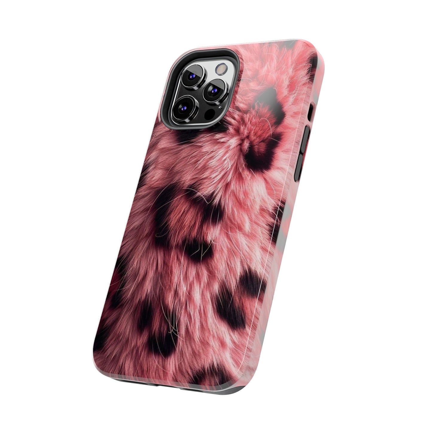 Faux Fur Tough Phone Case - Pink Leopard Print