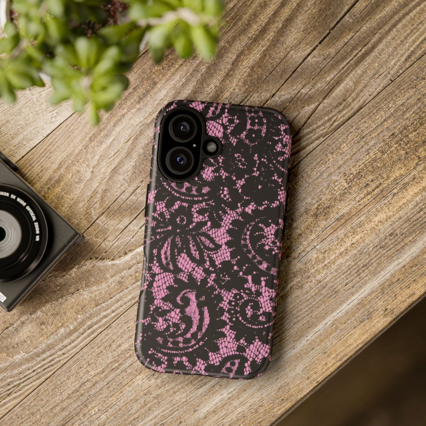 Phone Case — Pink Lace Floral Tough Protective Case