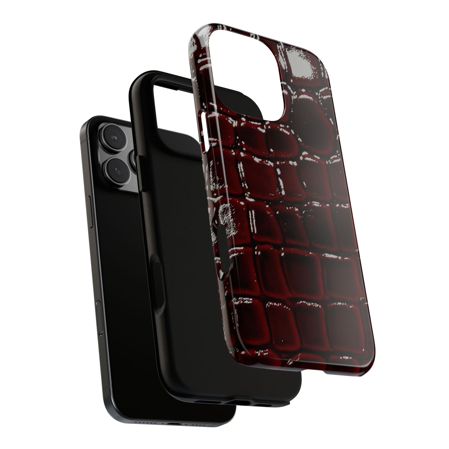Croc Embossed Burgundy Tough Phone Case