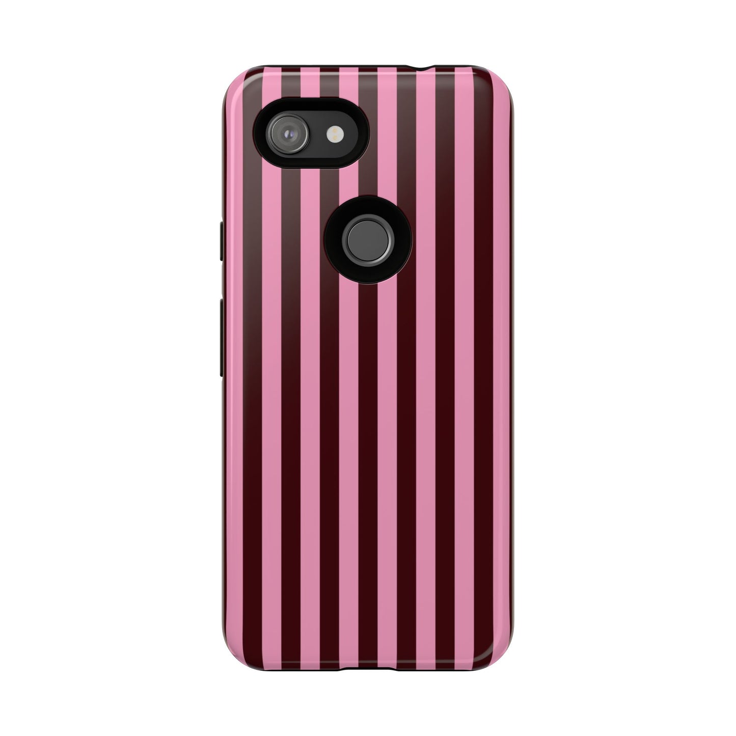 Striped Pink & Burgundy Tough Phone Case — Durable Vertical Stripe Protection