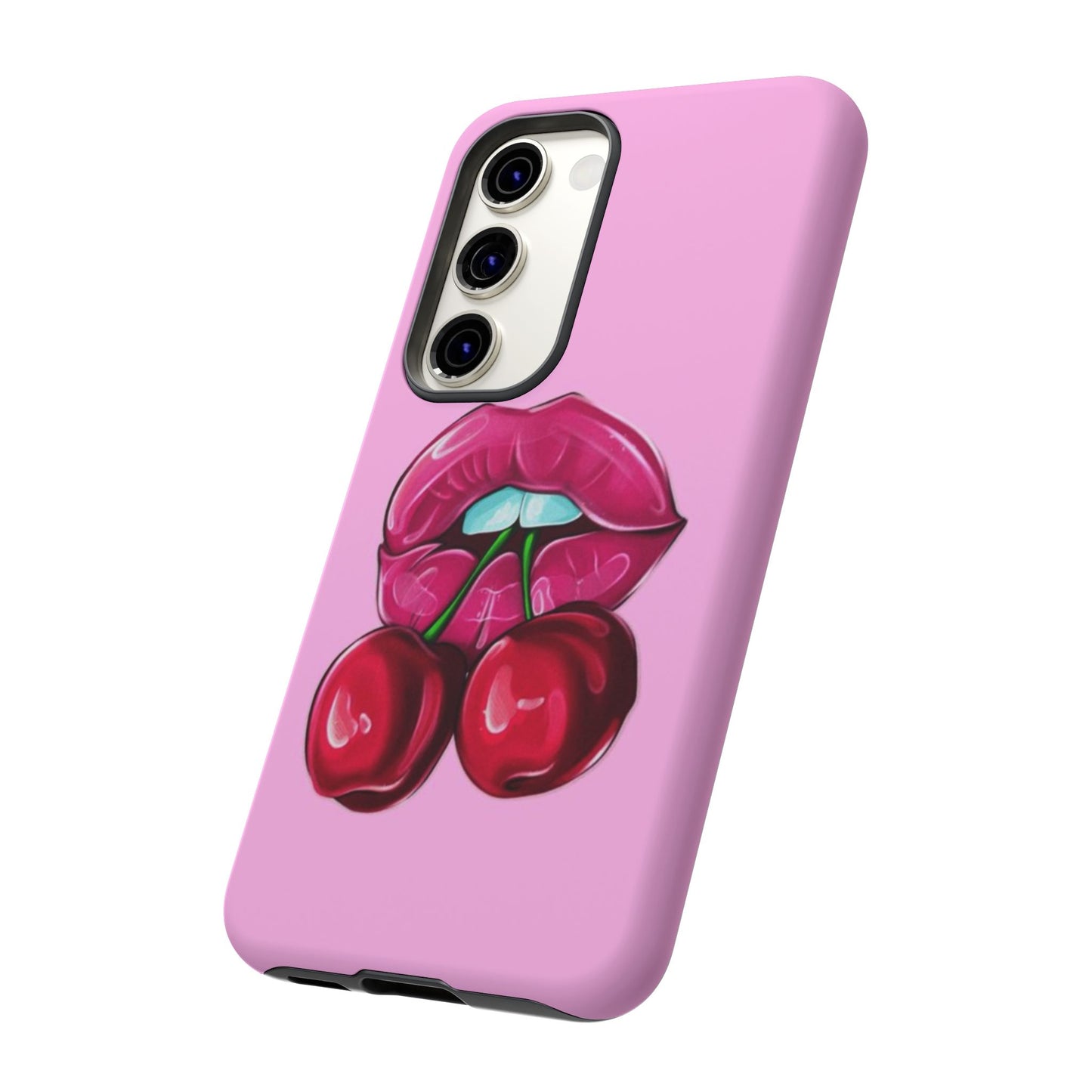 Stylish Phone Case with Cherry Kiss Design, Cute Gift for Her, Trendy Mobile Accessory, Perfect for Birthdays, Valentine's Day, Everyday Use