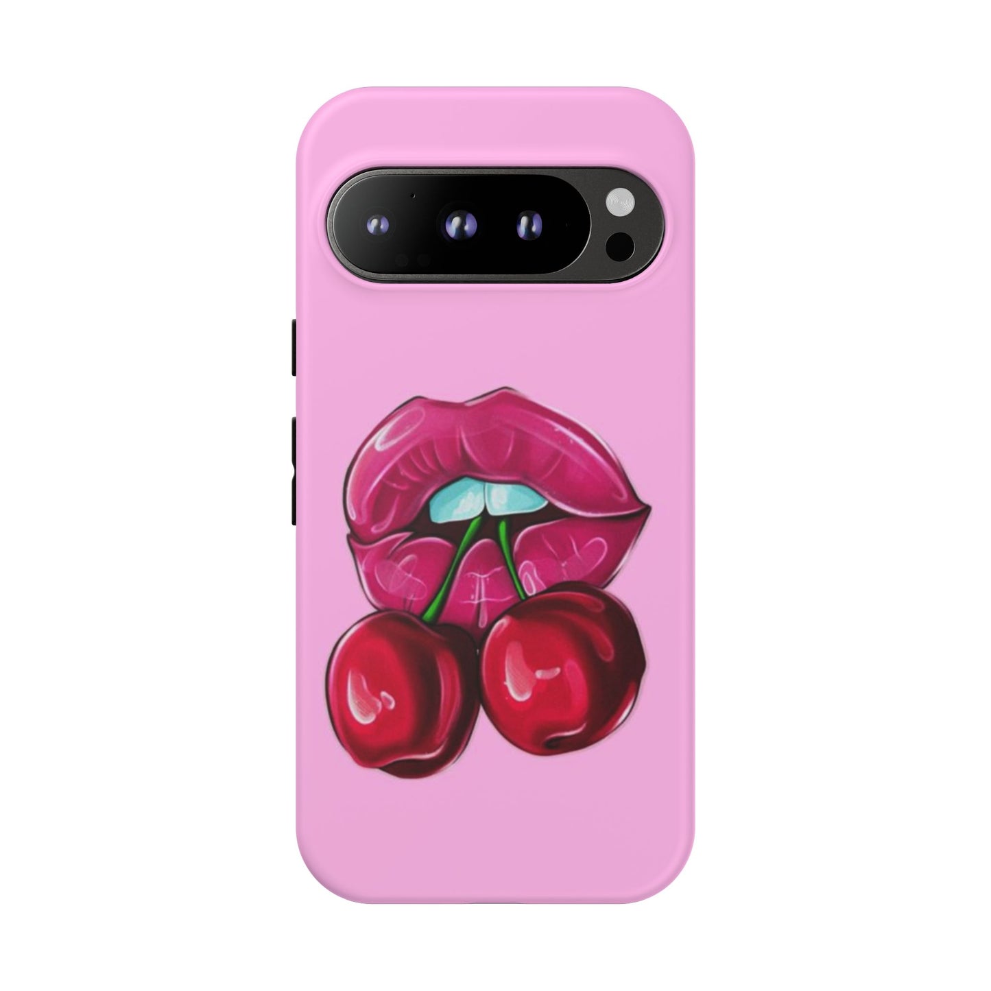 Stylish Phone Case with Cherry Kiss Design, Cute Gift for Her, Trendy Mobile Accessory, Perfect for Birthdays, Valentine's Day, Everyday Use