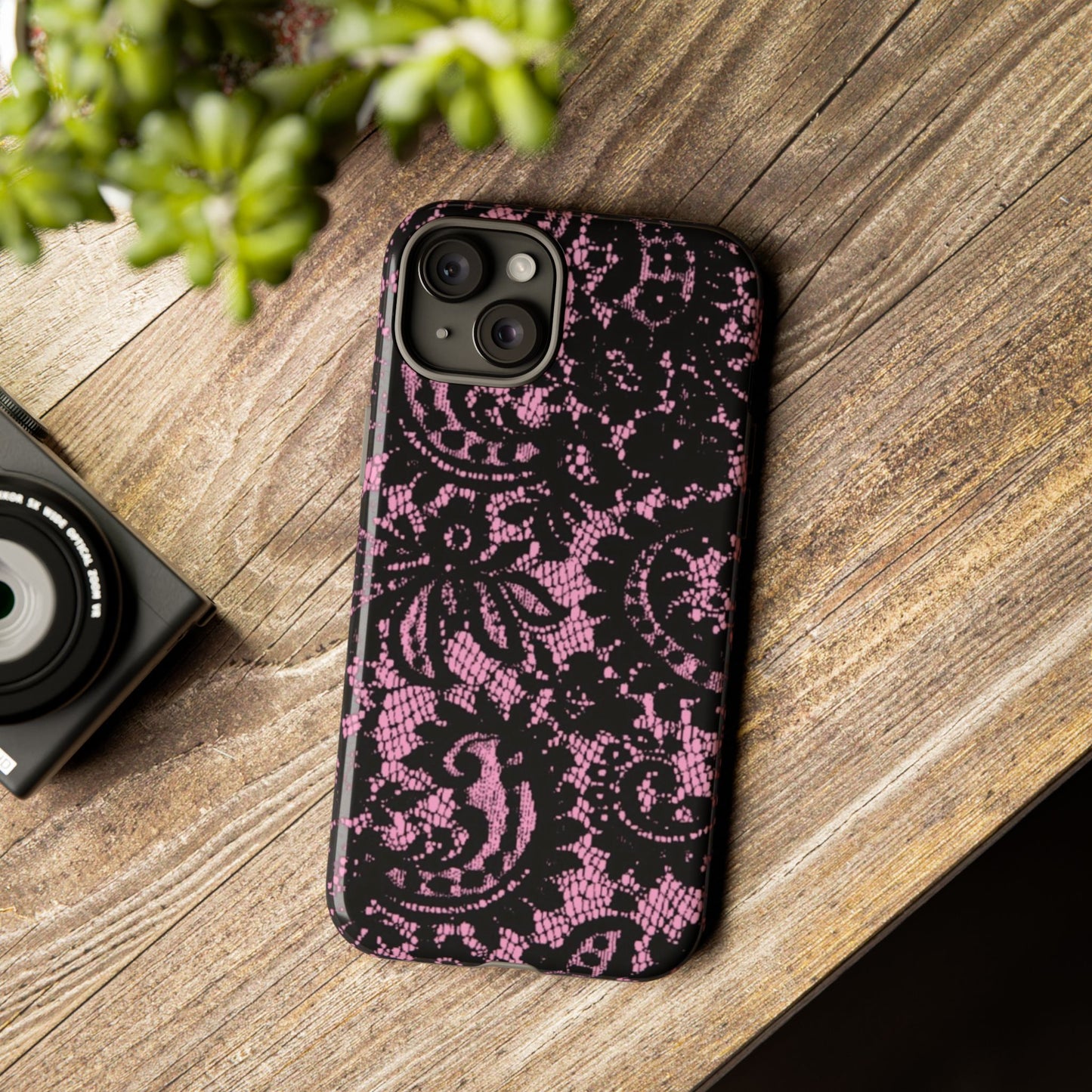 Phone Case — Pink Lace Floral Tough Protective Case
