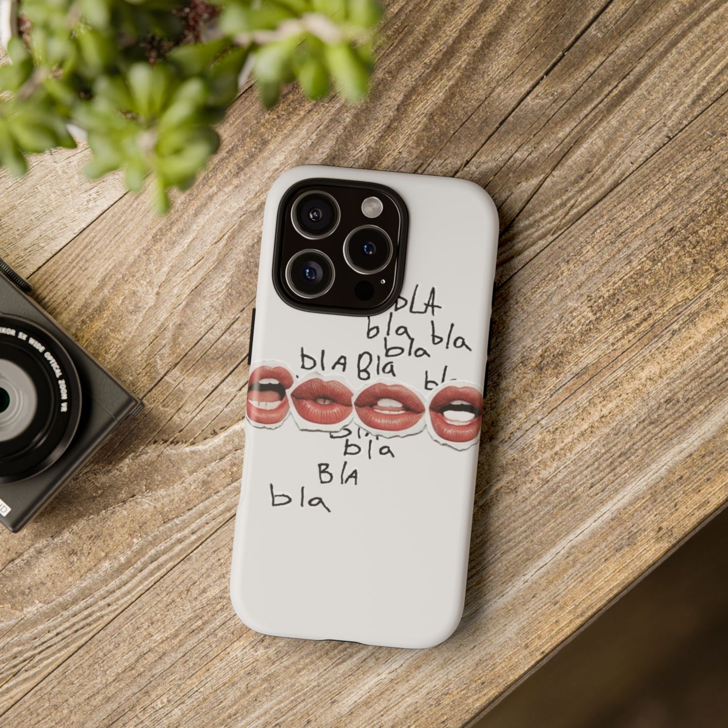Playful Phone Case with Lips Design - Tough Cases