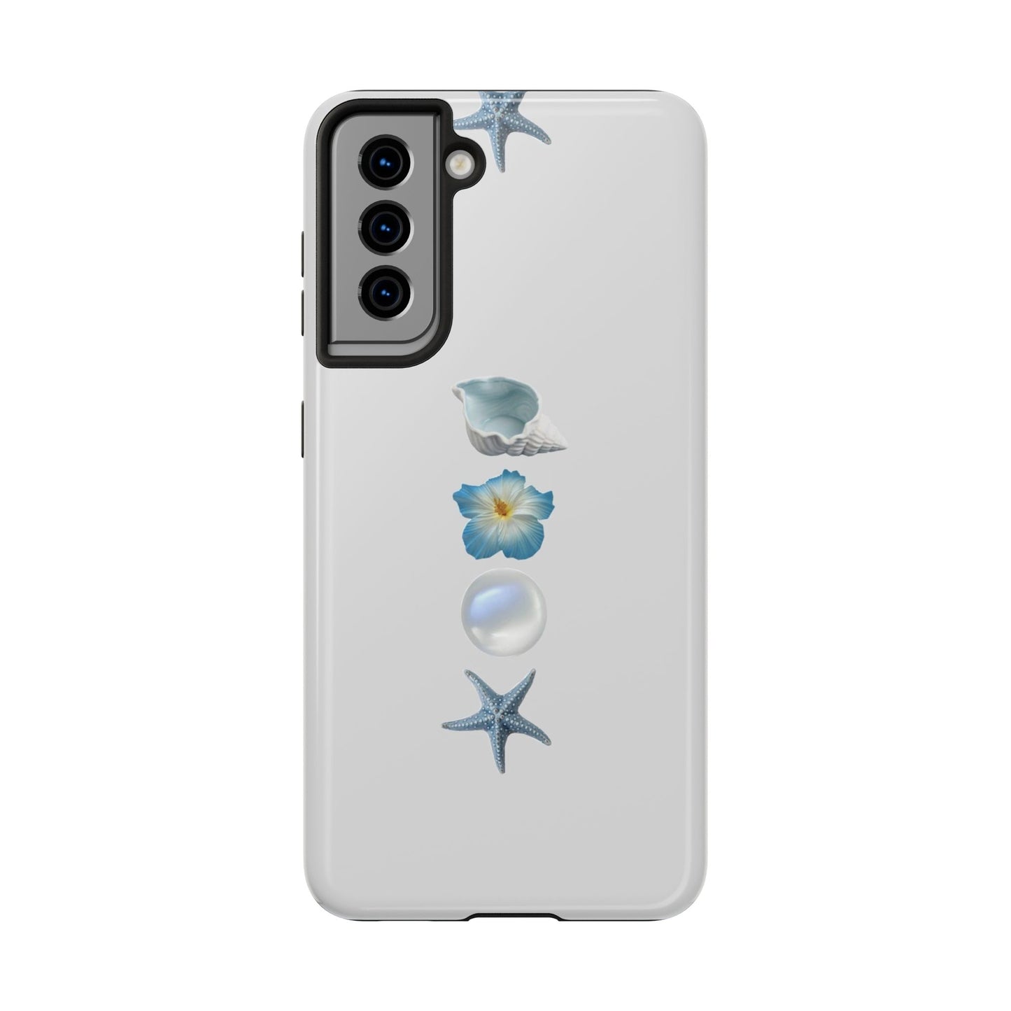 Ocean-Inspired Tough Phone Cases - Coastal Design with Shells and Pearls