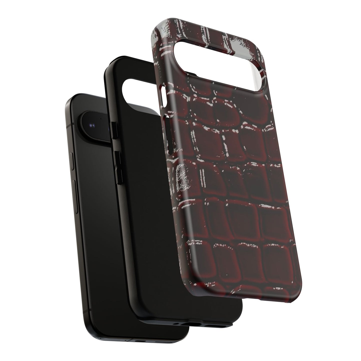Croc Embossed Burgundy Tough Phone Case