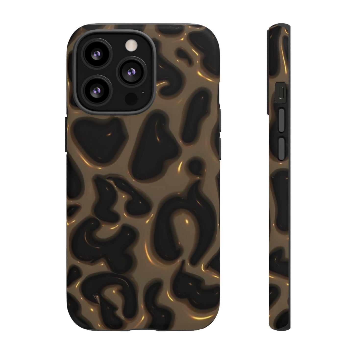 Leopard Gloss Tough Phone Case — Durable Protective iPhone Cover with Glossy Brown Animal Print