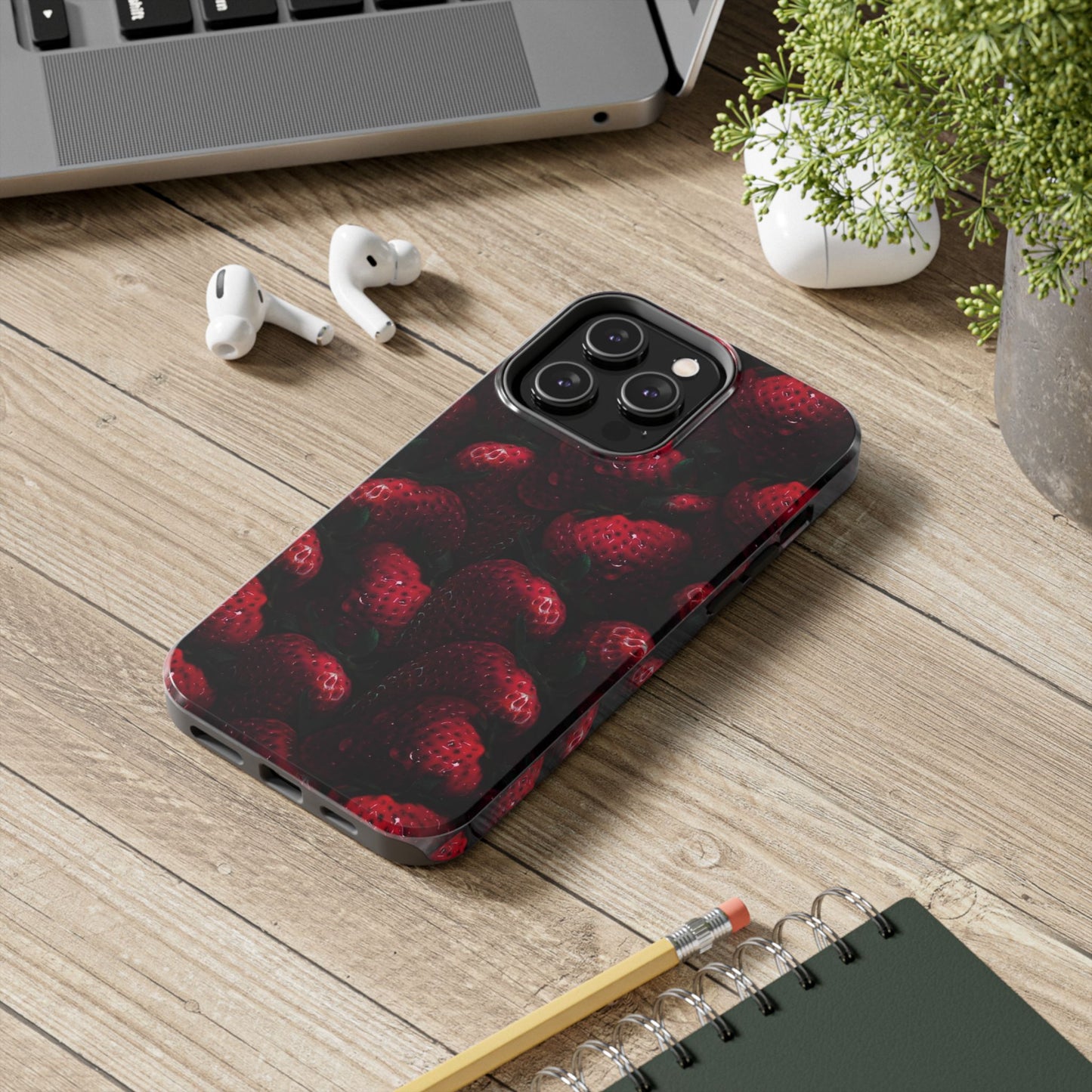 Berry Burst Tough Phone Case - Durable Protection with Strawberry Design