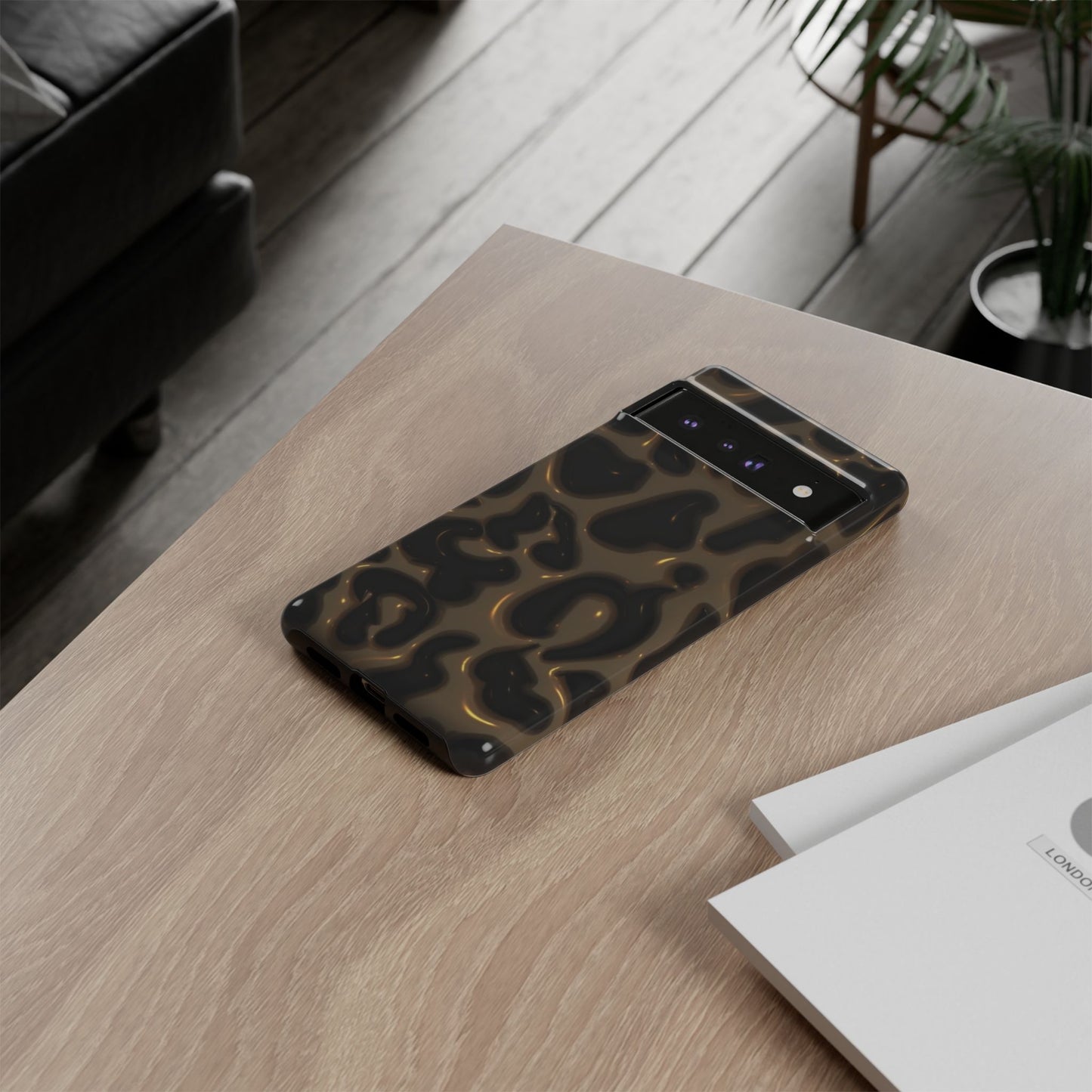 Leopard Gloss Tough Phone Case — Durable Protective iPhone Cover with Glossy Brown Animal Print