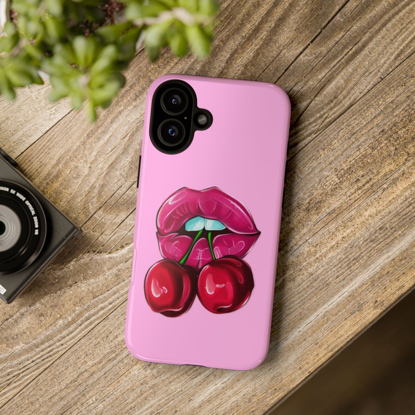 Stylish Phone Case with Cherry Kiss Design, Cute Gift for Her, Trendy Mobile Accessory, Perfect for Birthdays, Valentine's Day, Everyday Use