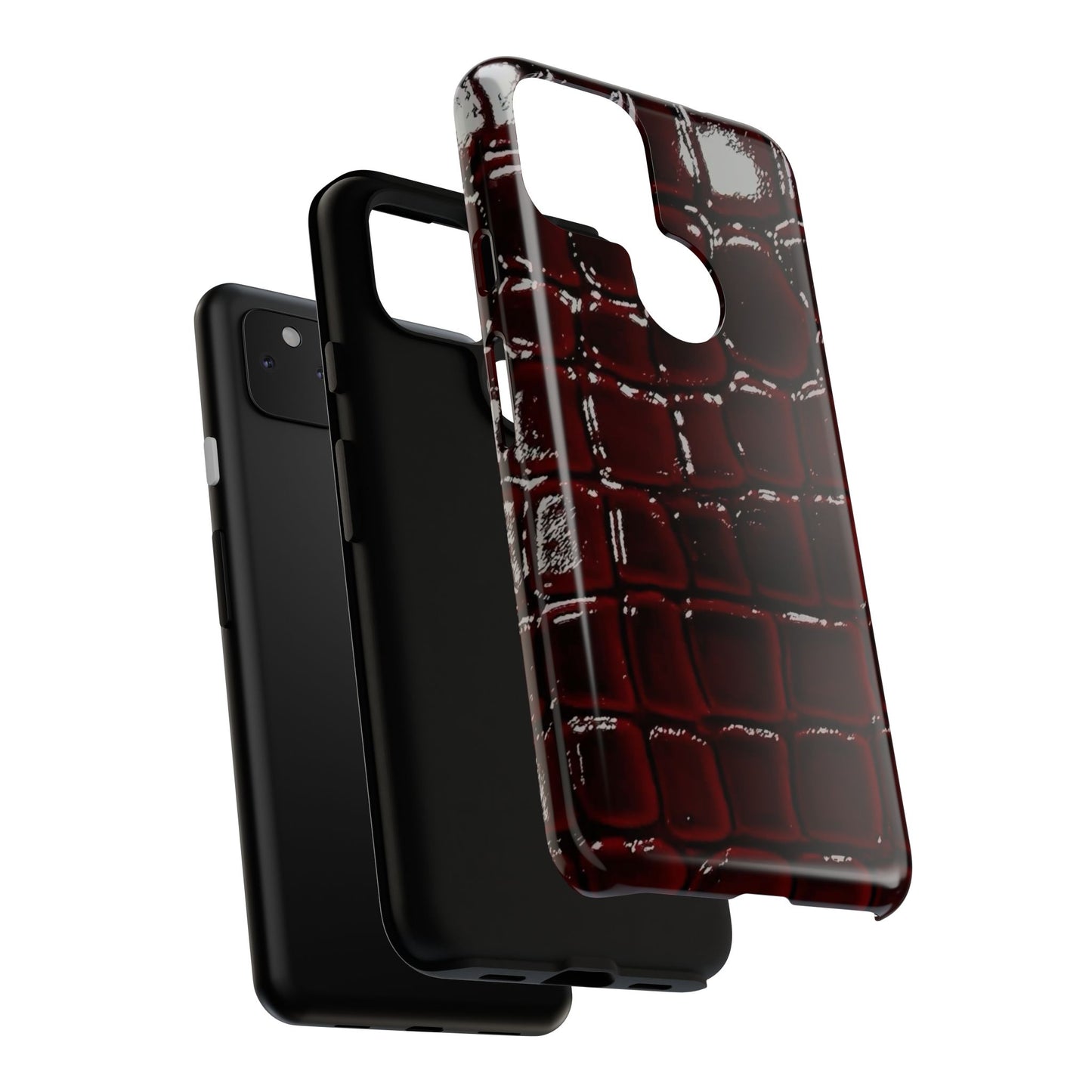 Croc Embossed Burgundy Tough Phone Case