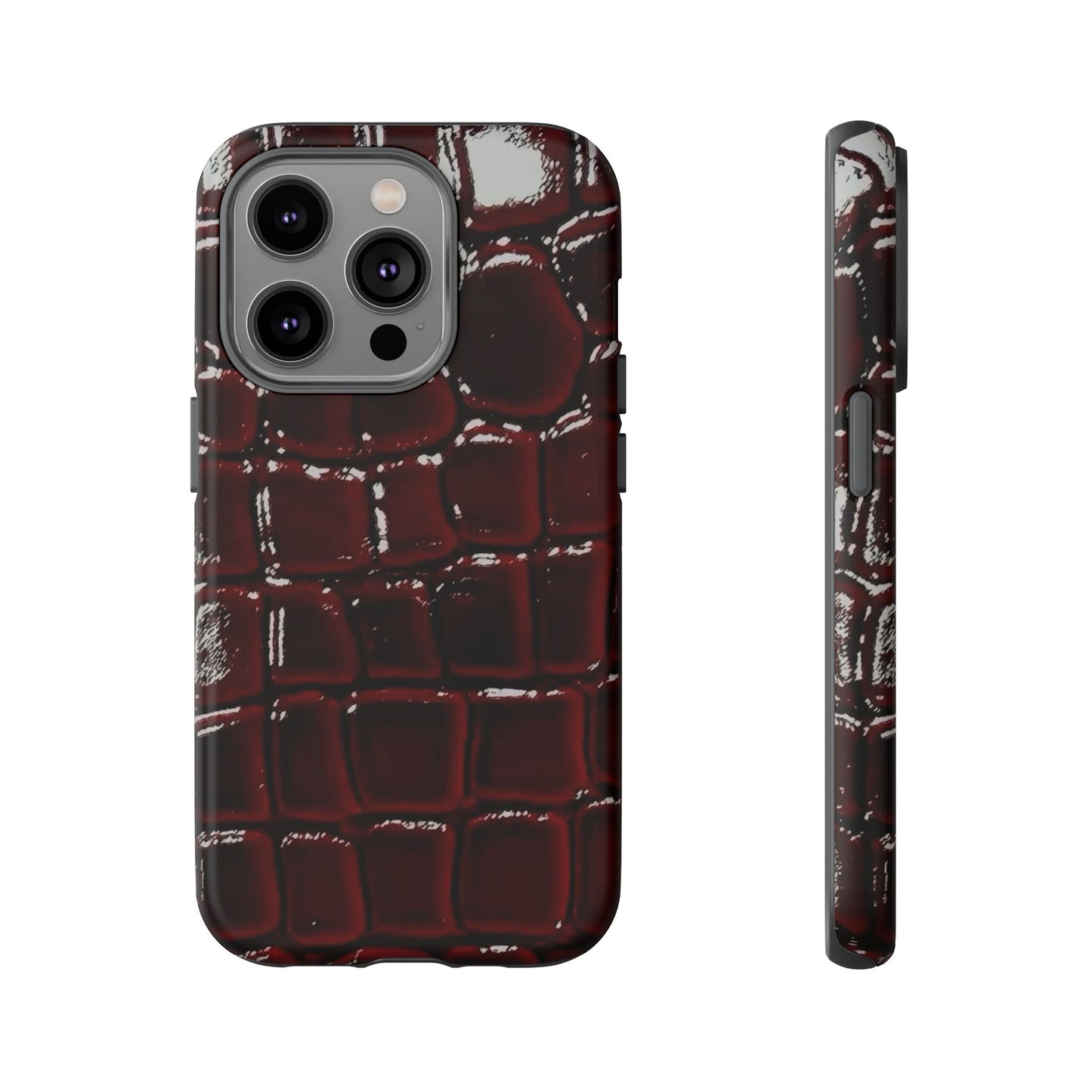 Croc Embossed Burgundy Tough Phone Case
