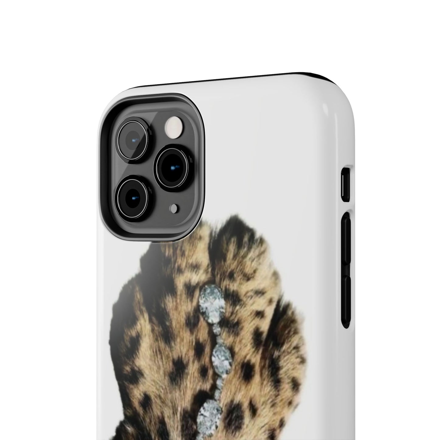 Stylish Leopard Print Tough Phone Case with Diamond Accessories
