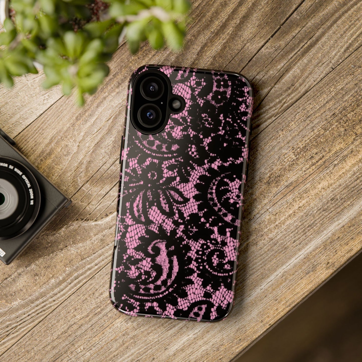 Phone Case — Pink Lace Floral Tough Protective Case