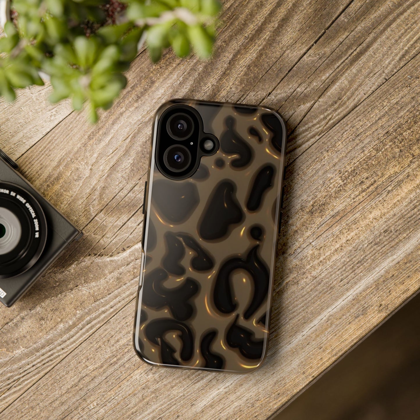 Leopard Gloss Tough Phone Case — Durable Protective iPhone Cover with Glossy Brown Animal Print