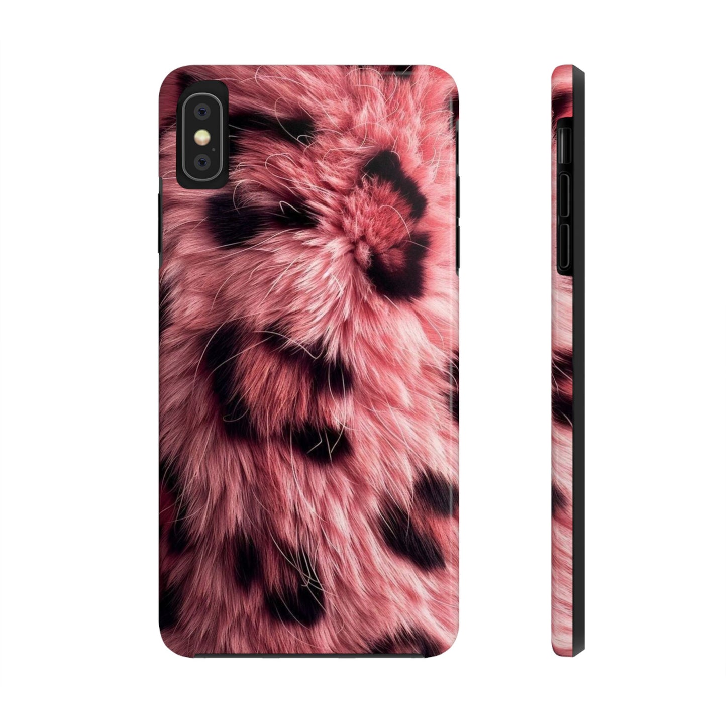Faux Fur Tough Phone Case - Pink Leopard Print
