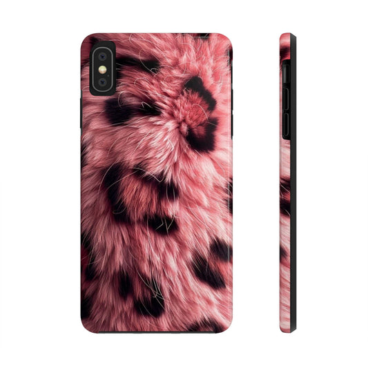 Faux Fur Tough Phone Case - Pink Leopard Print