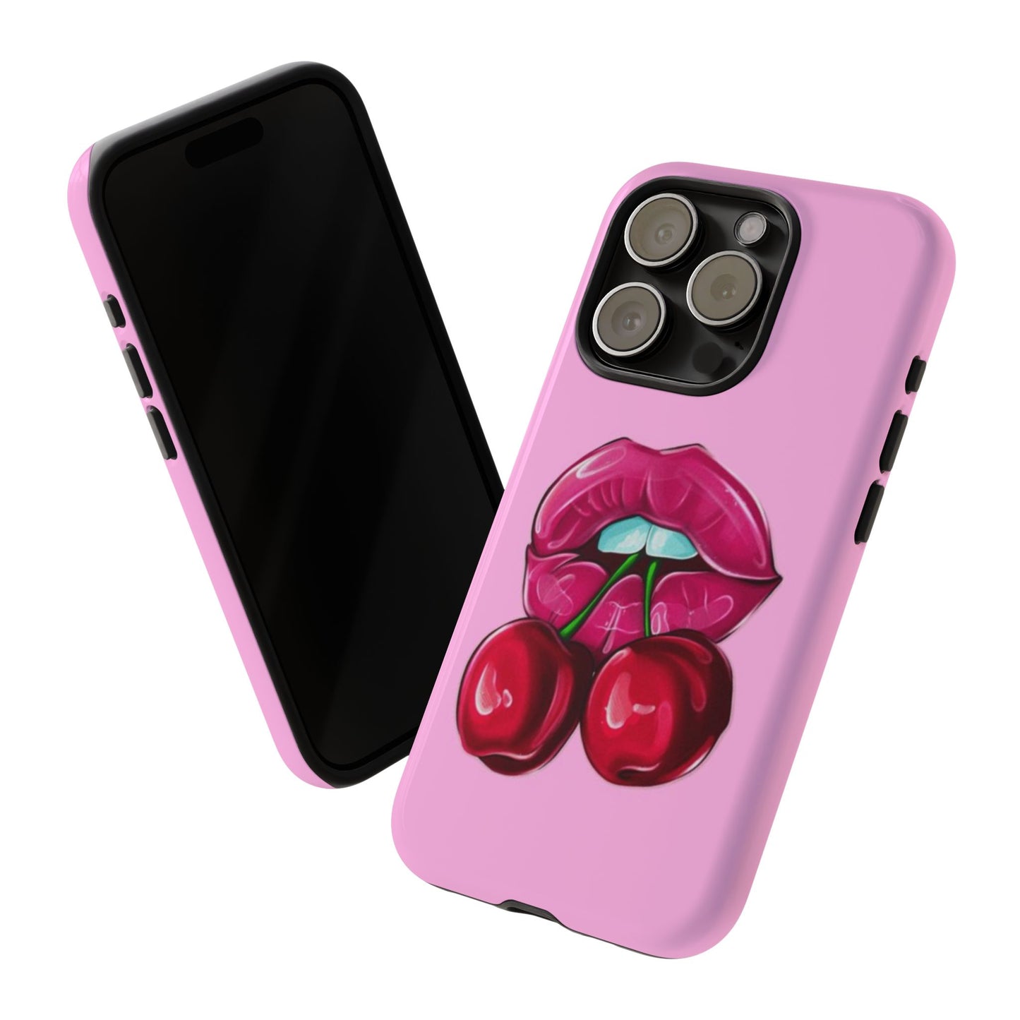 Stylish Phone Case with Cherry Kiss Design, Cute Gift for Her, Trendy Mobile Accessory, Perfect for Birthdays, Valentine's Day, Everyday Use