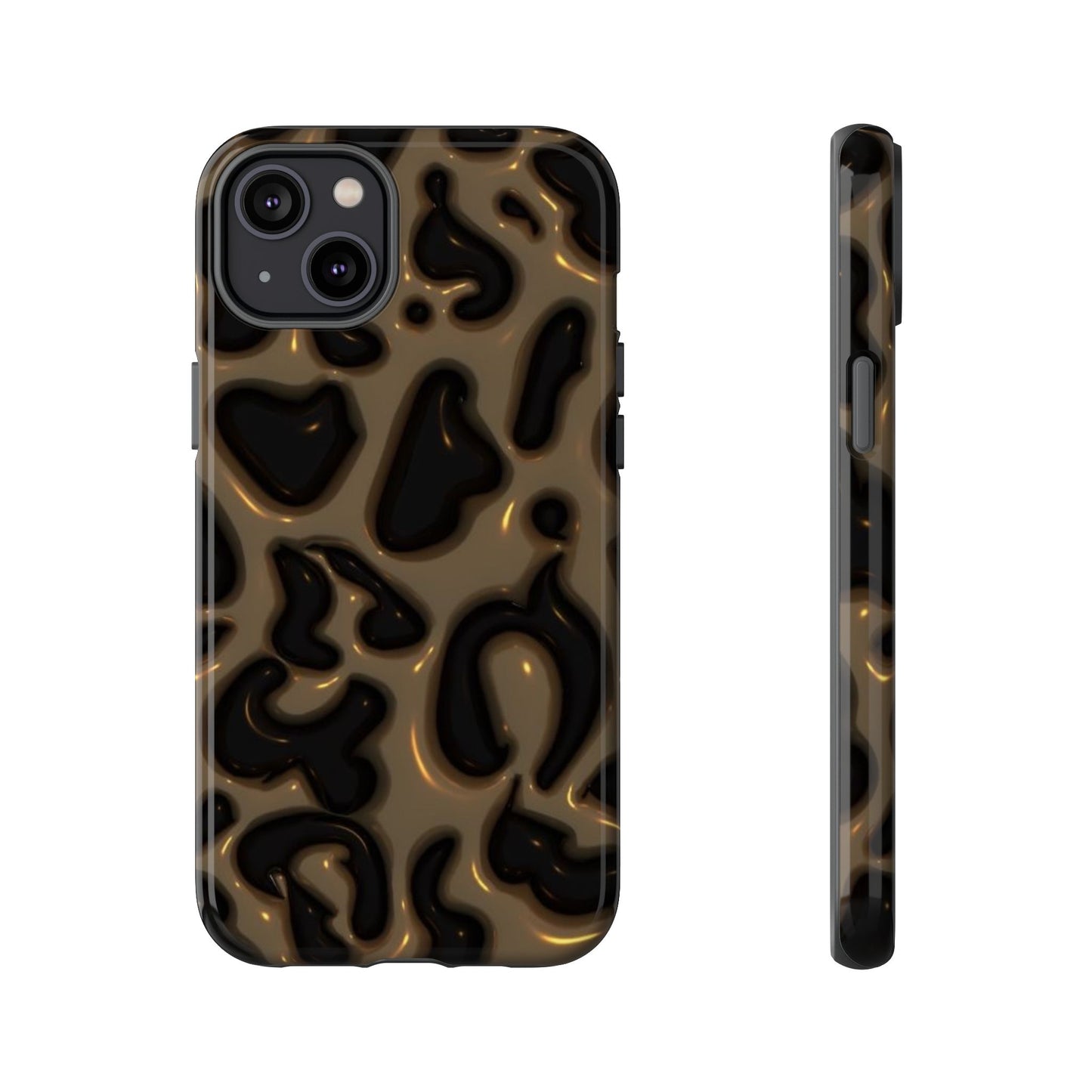 Leopard Gloss Tough Phone Case — Durable Protective iPhone Cover with Glossy Brown Animal Print