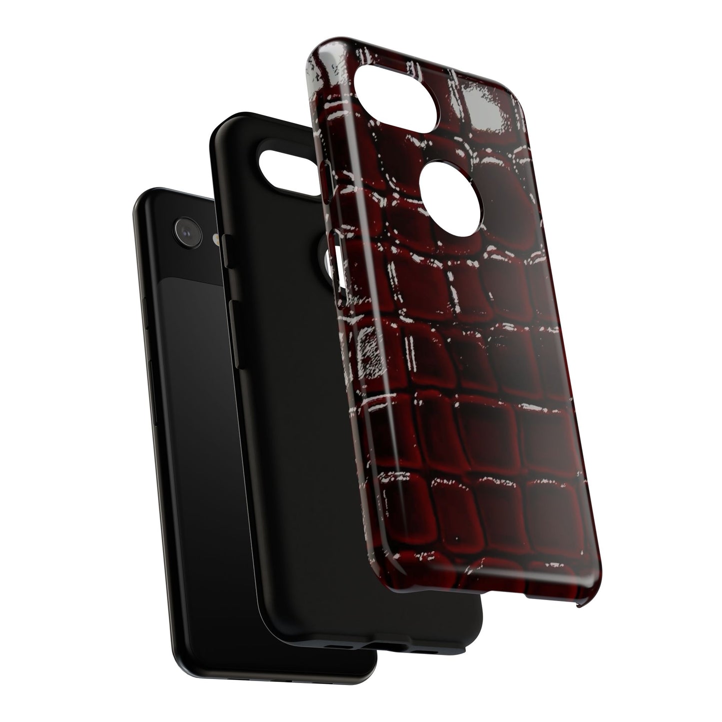 Croc Embossed Burgundy Tough Phone Case