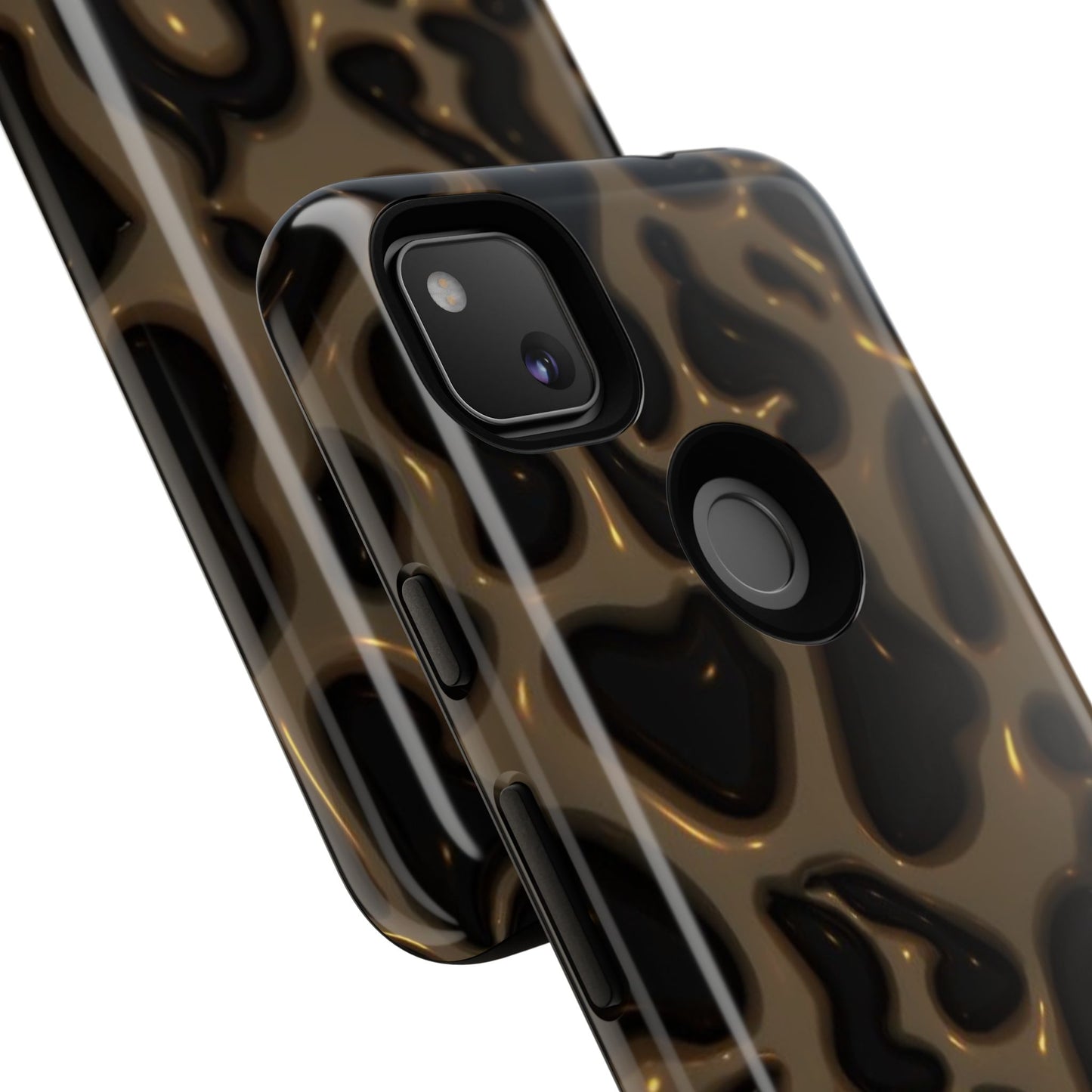 Leopard Gloss Tough Phone Case — Durable Protective iPhone Cover with Glossy Brown Animal Print