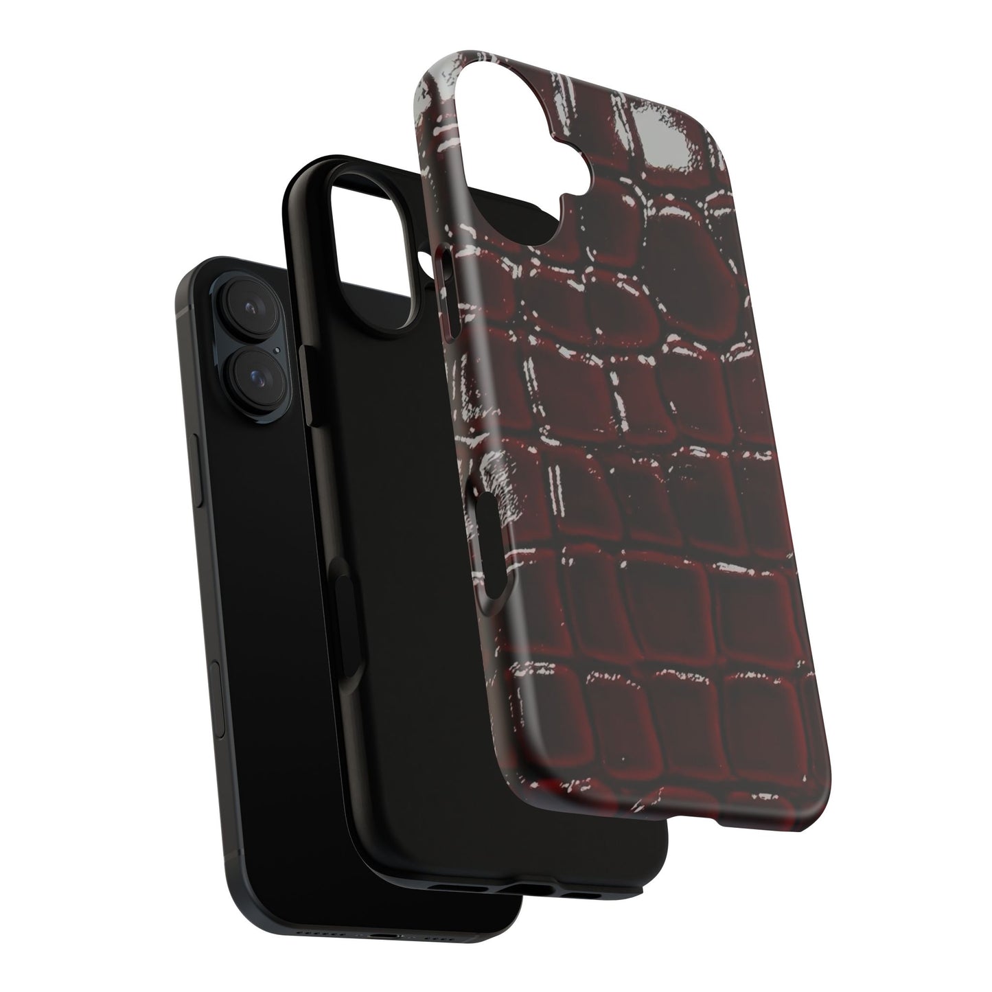Croc Embossed Burgundy Tough Phone Case