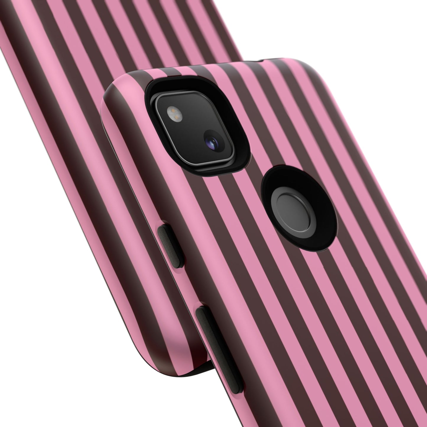 Striped Pink & Burgundy Tough Phone Case — Durable Vertical Stripe Protection