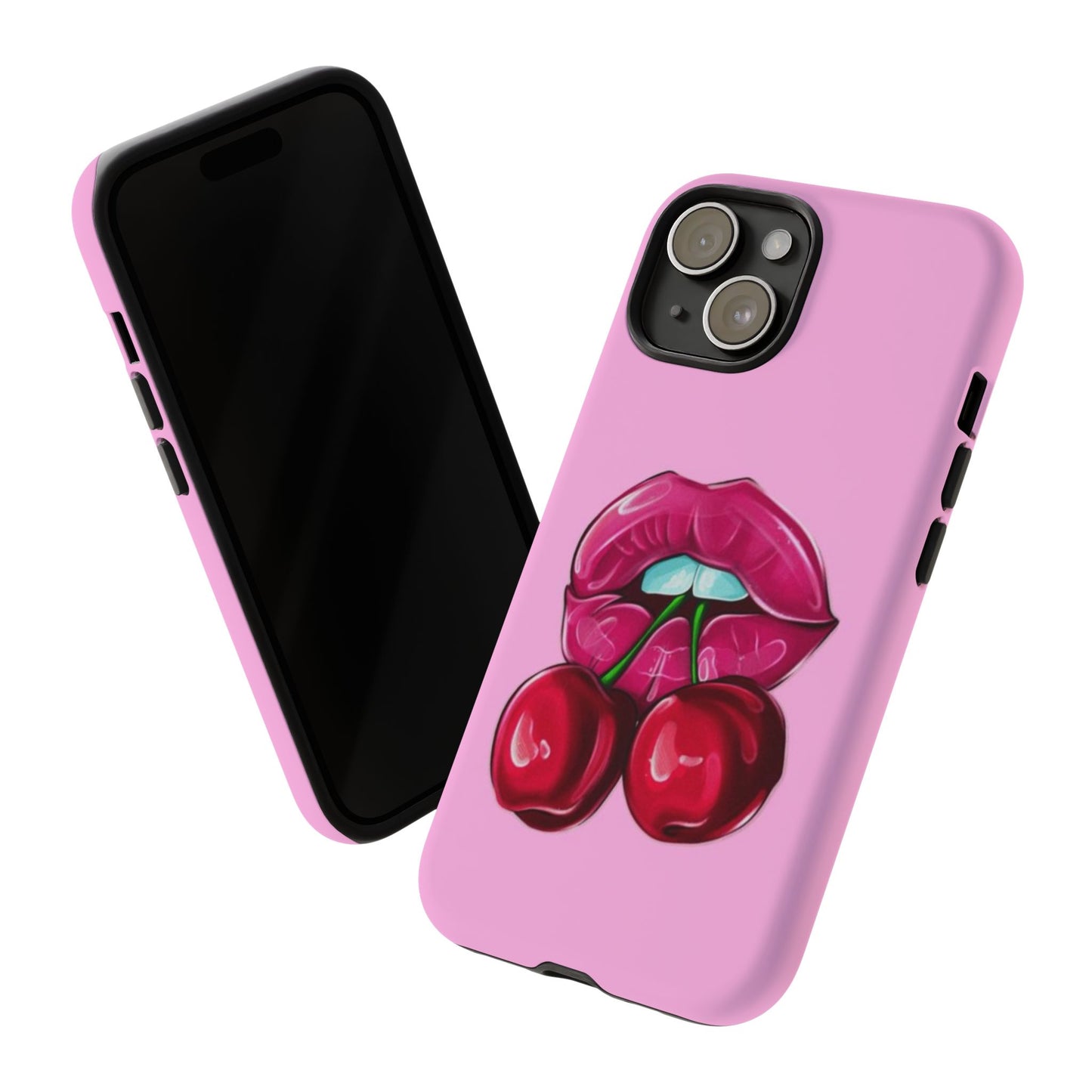 Stylish Phone Case with Cherry Kiss Design, Cute Gift for Her, Trendy Mobile Accessory, Perfect for Birthdays, Valentine's Day, Everyday Use
