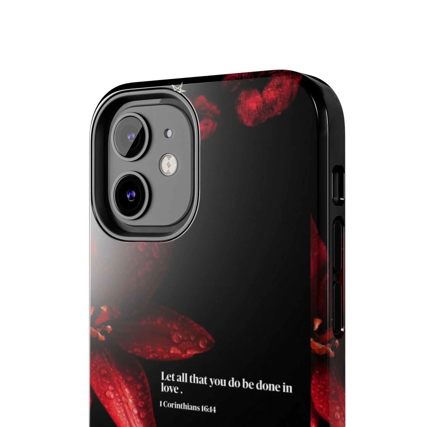 Tough Phone Case with Inspirational Quote and Floral Design