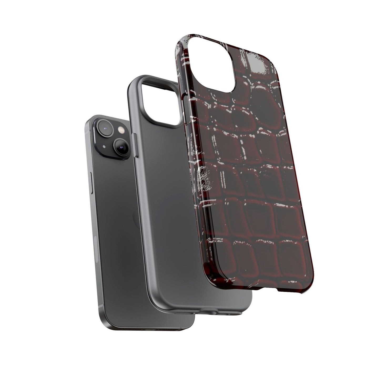 Croc Embossed Burgundy Tough Phone Case