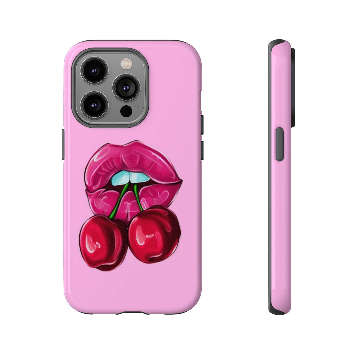 Stylish Phone Case with Cherry Kiss Design, Cute Gift for Her, Trendy Mobile Accessory, Perfect for Birthdays, Valentine's Day, Everyday Use