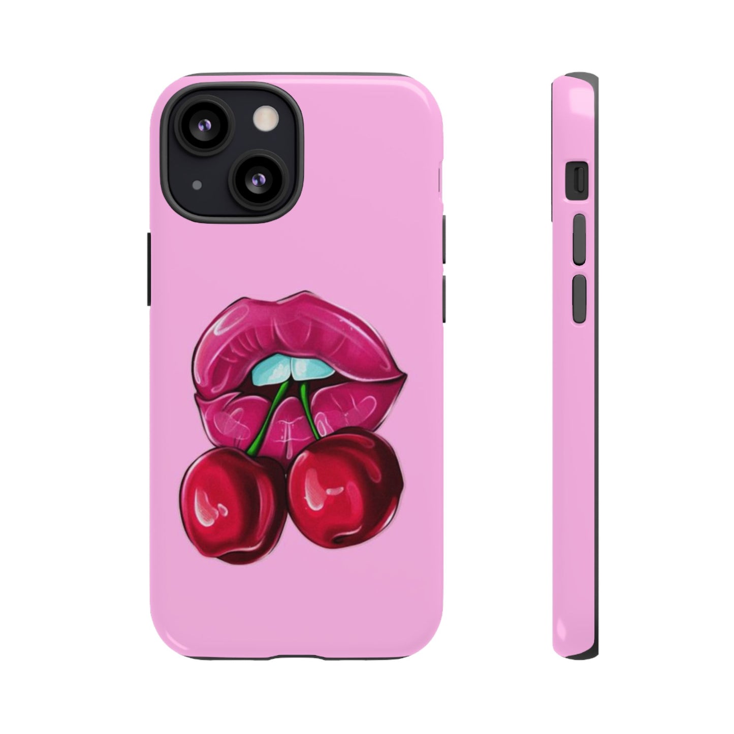 Stylish Phone Case with Cherry Kiss Design, Cute Gift for Her, Trendy Mobile Accessory, Perfect for Birthdays, Valentine's Day, Everyday Use
