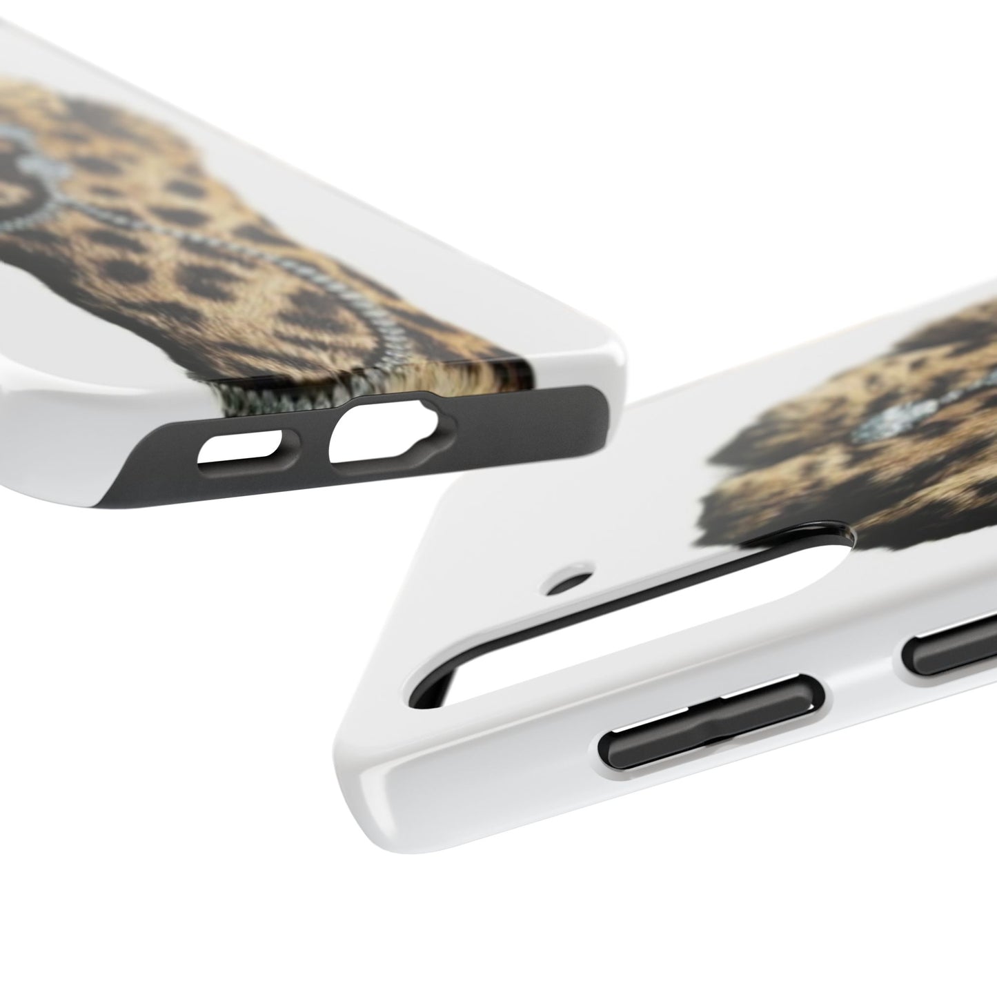 Stylish Leopard Print Tough Phone Case with Diamond Accessories