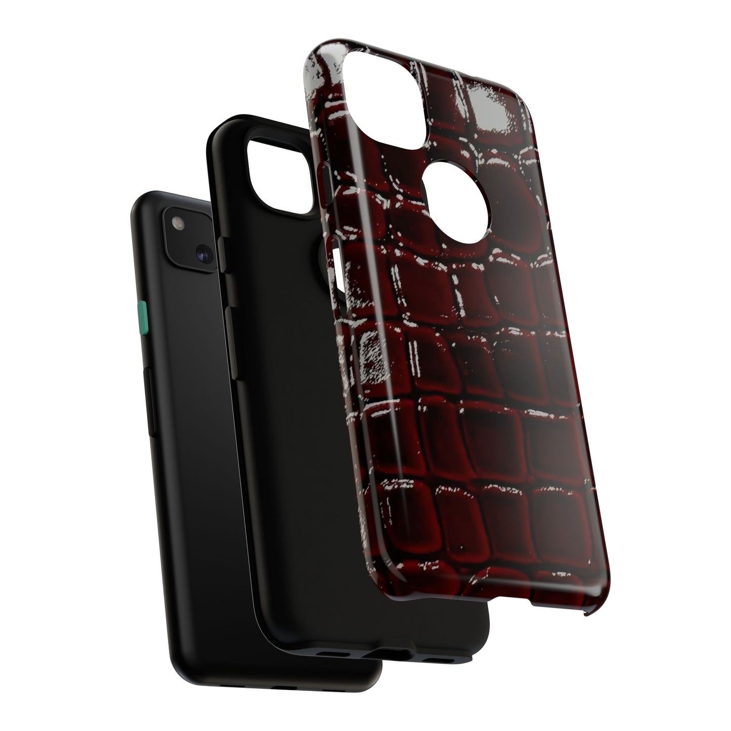 Croc Embossed Burgundy Tough Phone Case