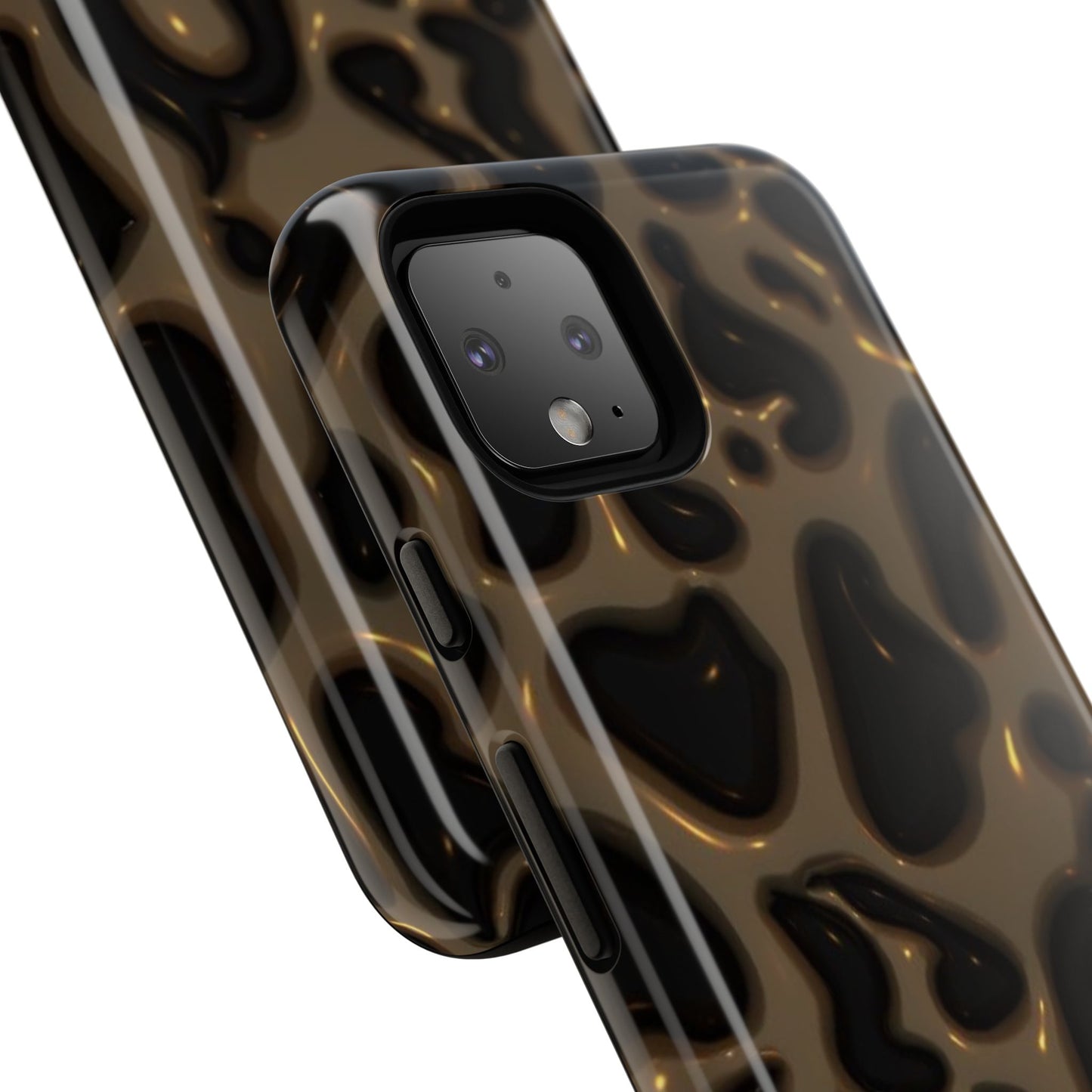 Leopard Gloss Tough Phone Case — Durable Protective iPhone Cover with Glossy Brown Animal Print
