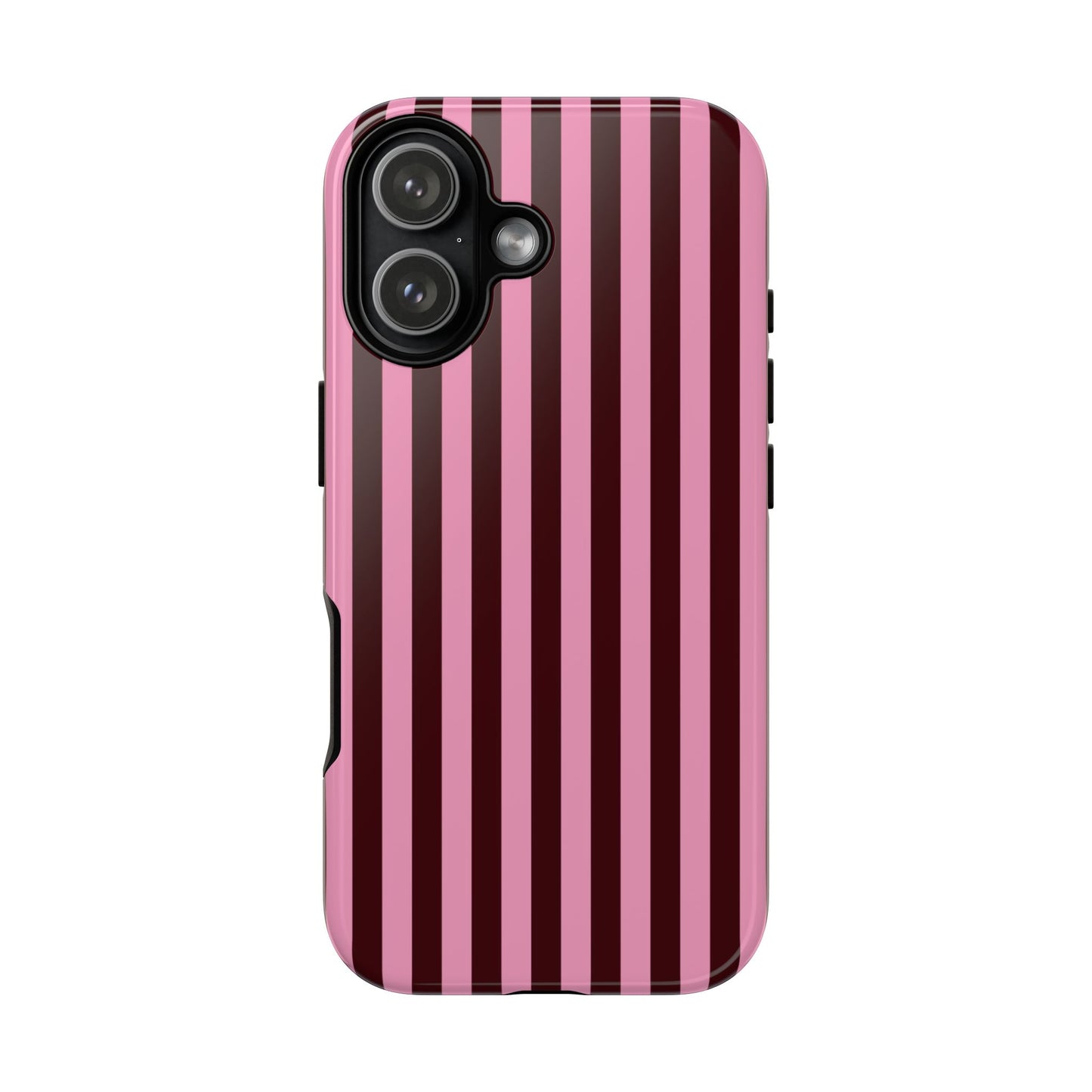 Striped Pink & Burgundy Tough Phone Case — Durable Vertical Stripe Protection