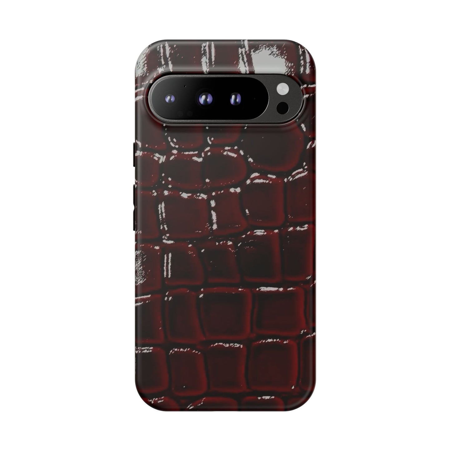 Croc Embossed Burgundy Tough Phone Case