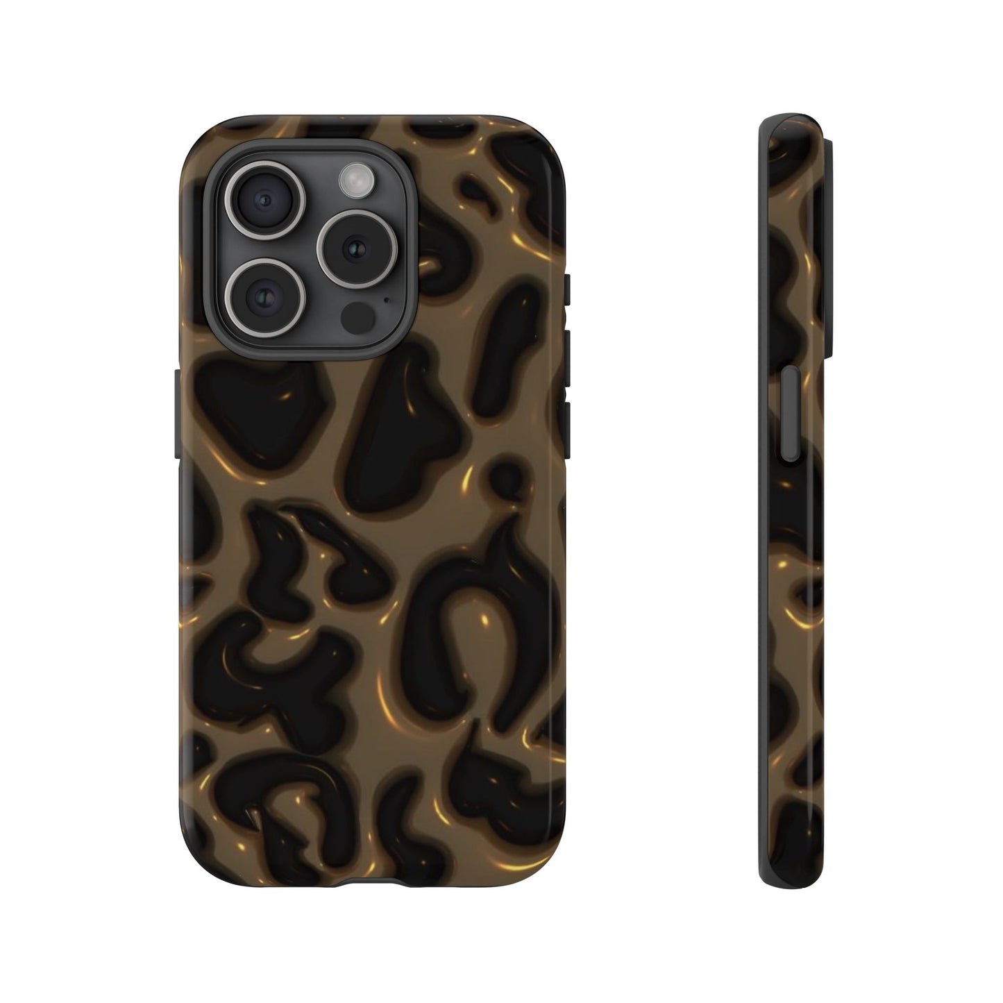Leopard Gloss Tough Phone Case — Durable Protective iPhone Cover with Glossy Brown Animal Print